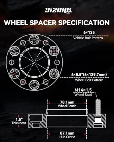 4PCS Wheel Adapters 6×135 to 6×5.5 for Sliverado (Hubcentric)