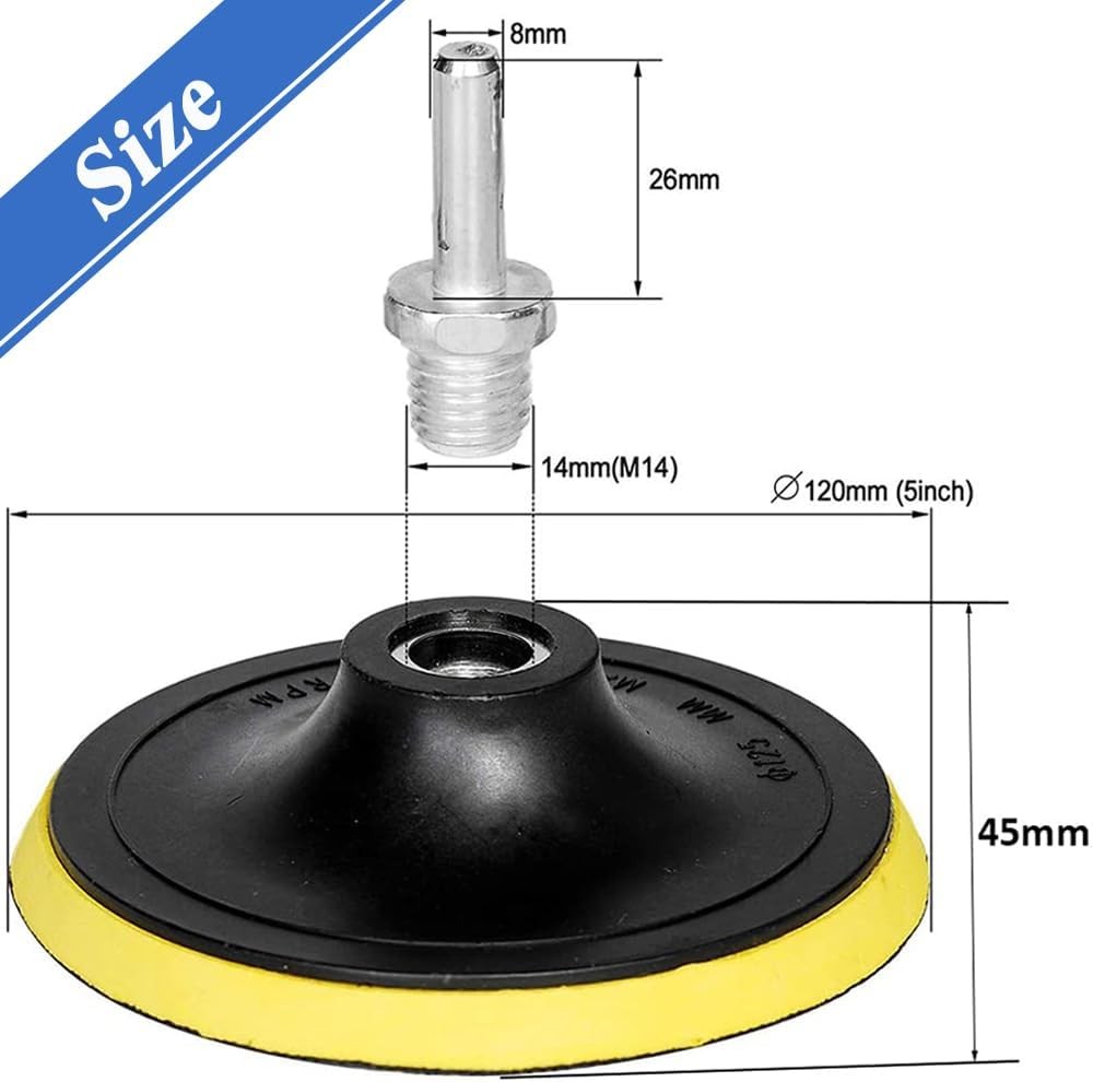 2 Pack 5 Inch Hook and Loop Backing Pad with M14 Thread,Rotary Buffing Pad Sandi