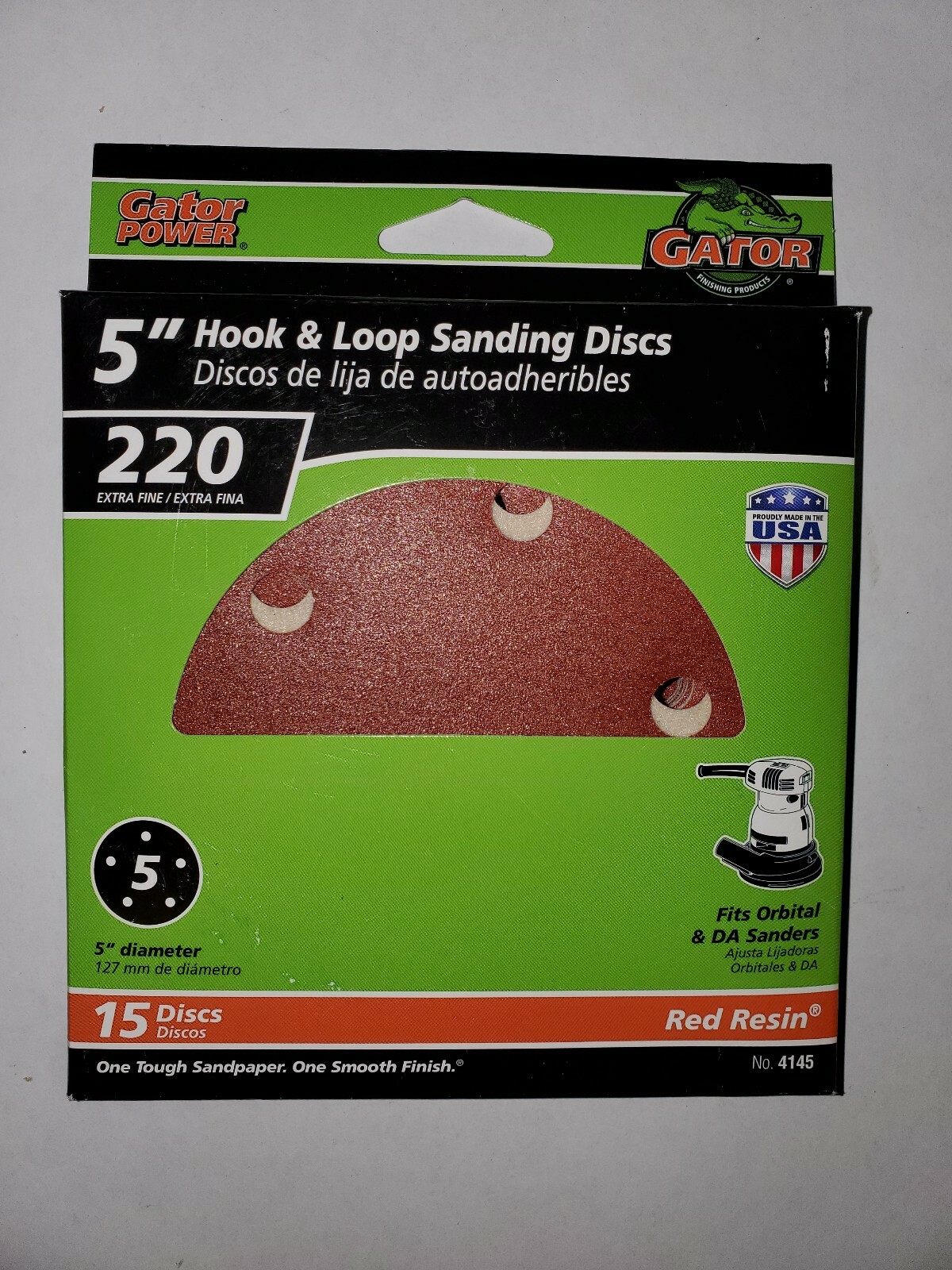 Gator Power 5″ Hook & Loop Sanding Discs 220 Extra Fine 15 Discs