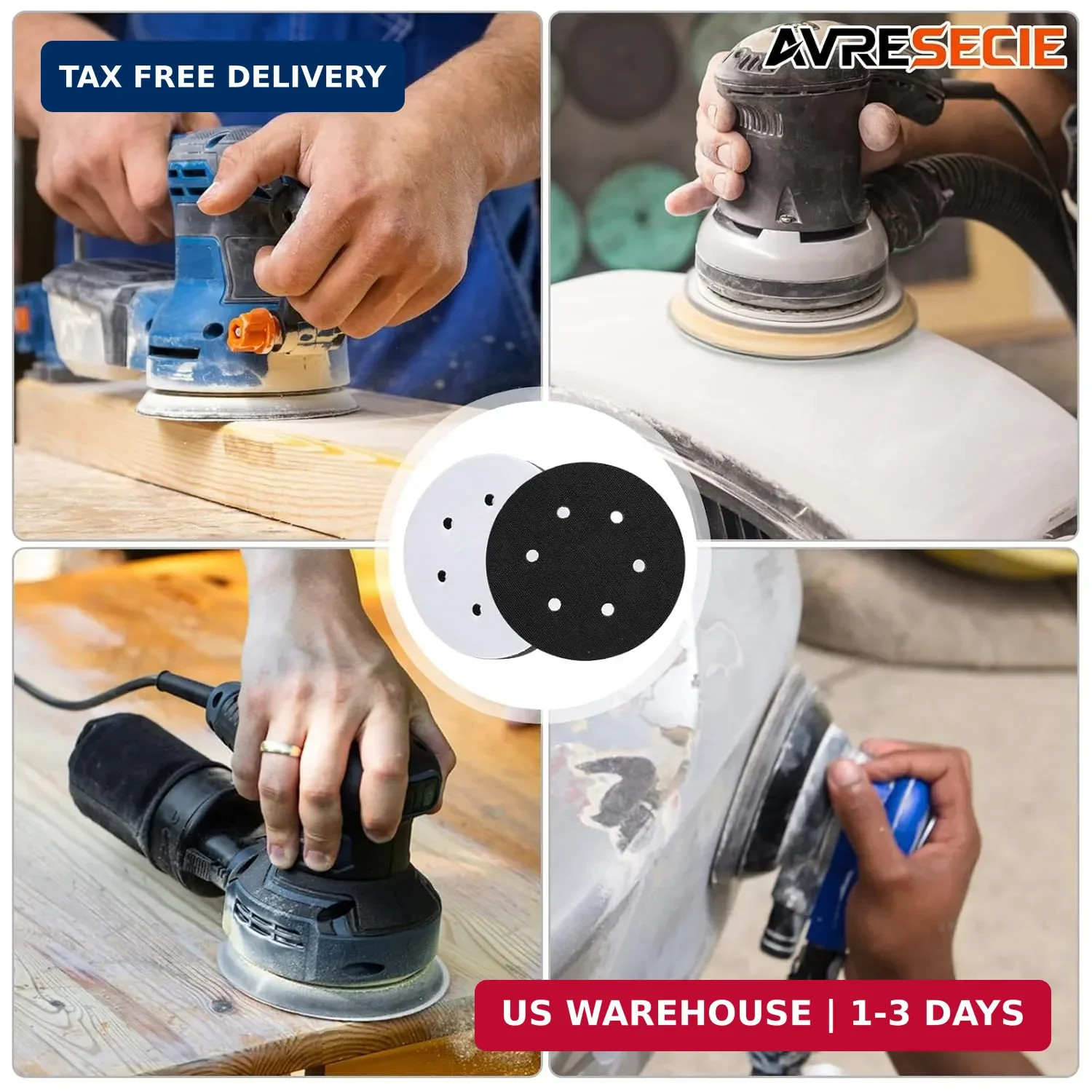 2 Pack 6 Inch 6 Holes Interface pad,Orbital Sander Foam Pad，6″ Foam Sanding Pads