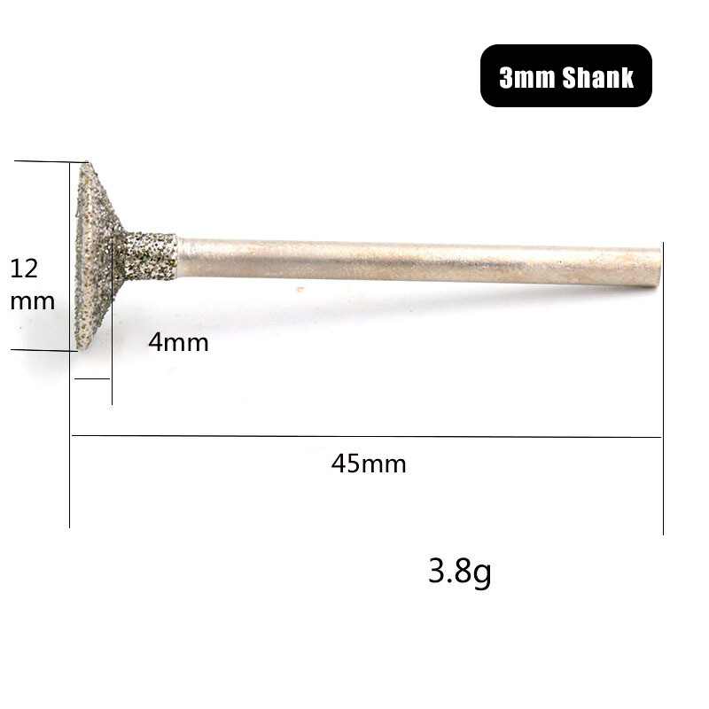 2.35/3mm Shank Diamond Grinding Head Polishing Carving Engraving C3 Burr Bit