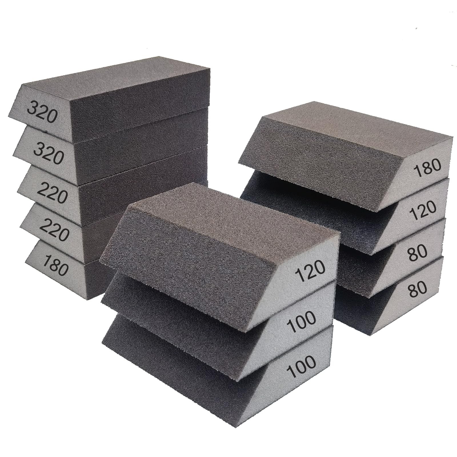 SACKORANGE 12 Pack Single Sanding Sponge Set 80/100/120/180/220/320 Grit San…