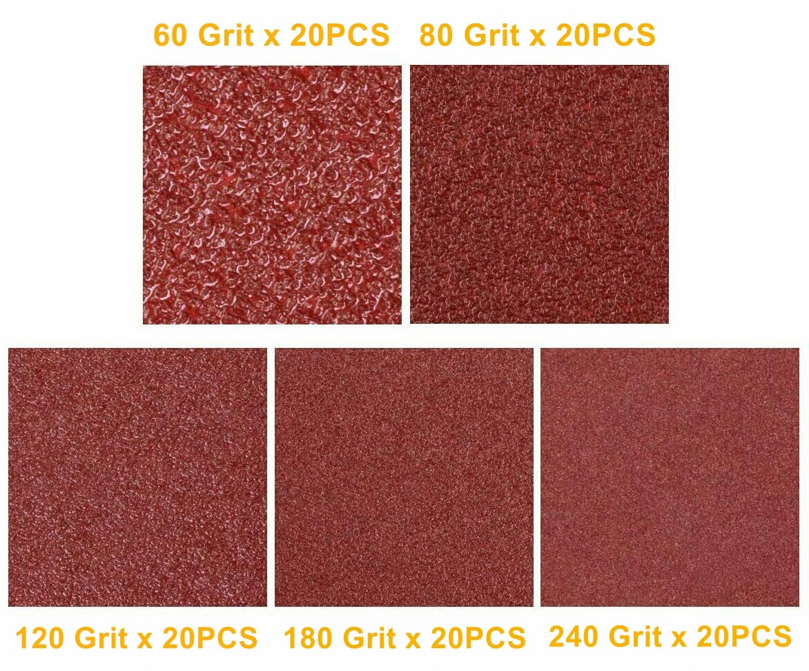 100PCS 6 in Sanding Discs 60 80 120 180 240 Grit Hook Loop Orbital Sander Paper