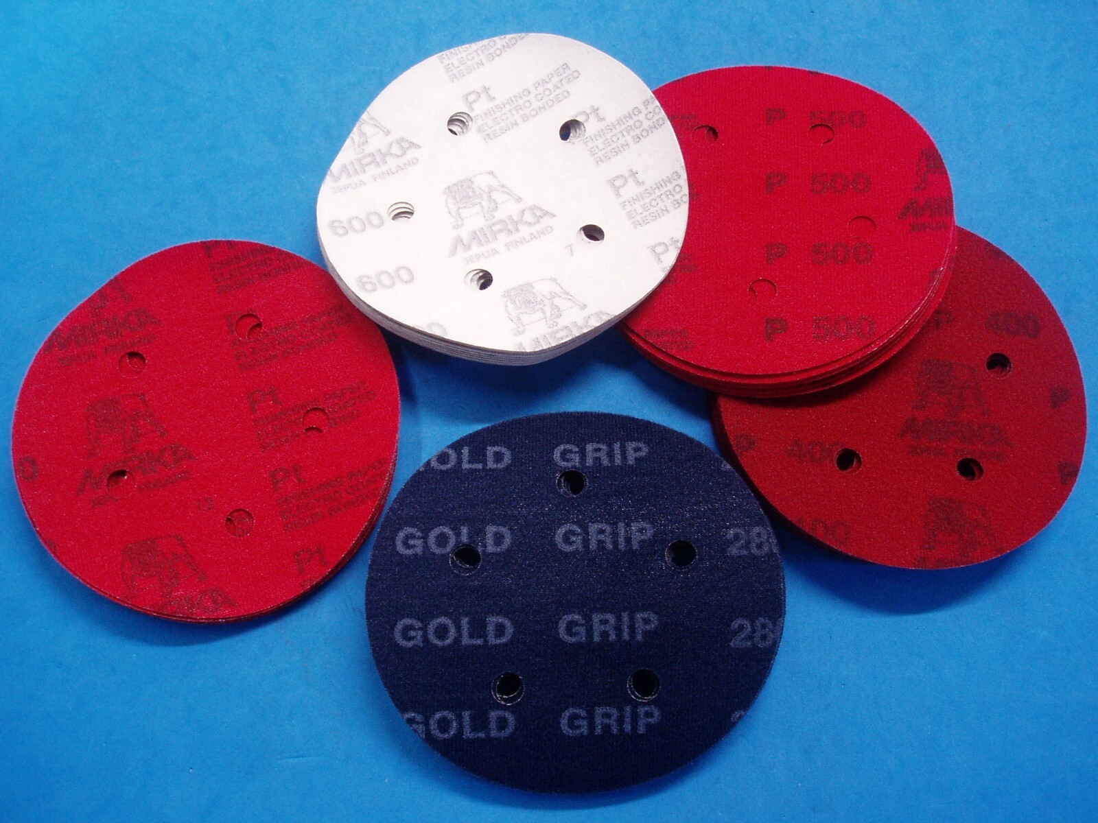 LOT OF 50 ASSORTED HOOK & LOOP 5″ SANDING DISCS 5 HOLE 280 400 500 600 1000 GRIT