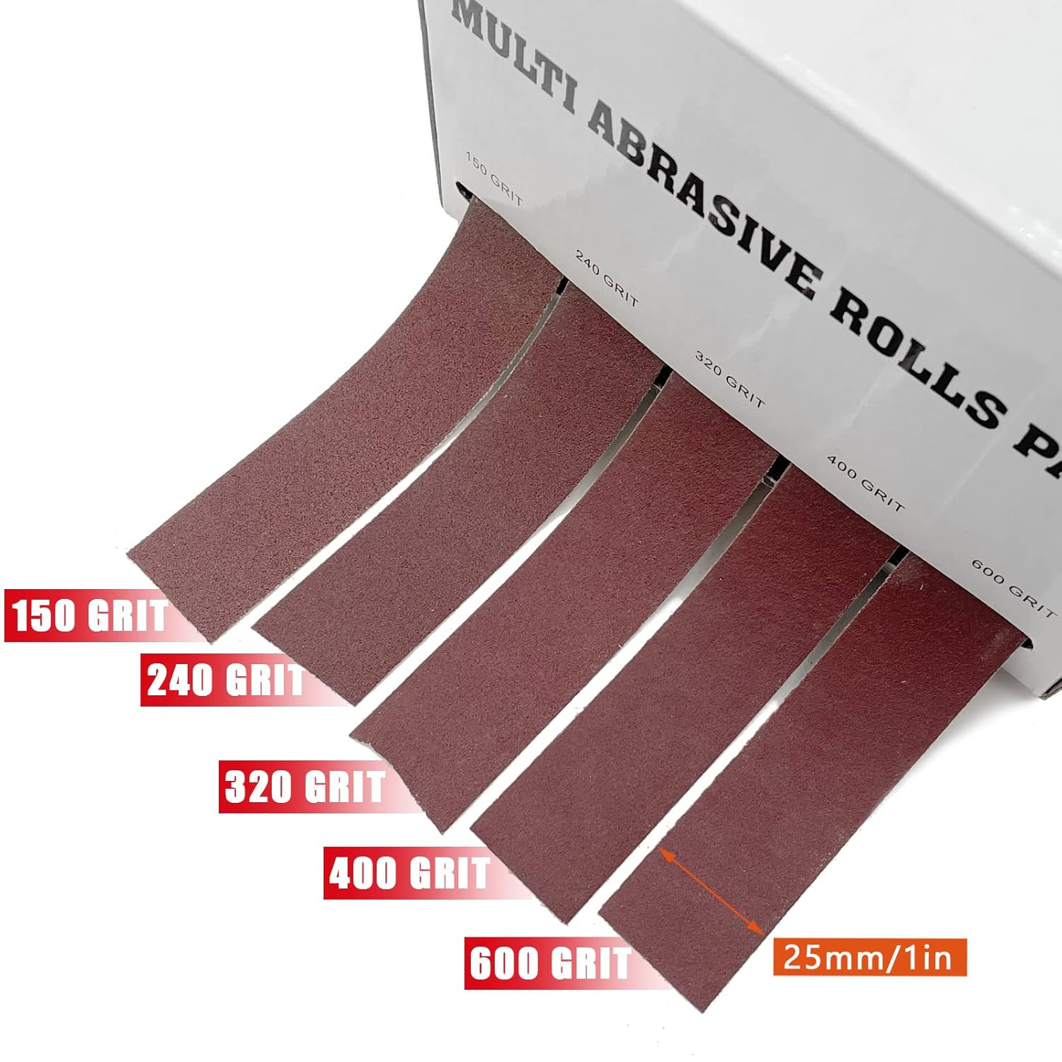 Emery Cloth Roll, 5 Grits Abrasive Sandpaper Rolls Assorted Sand Paper with D…