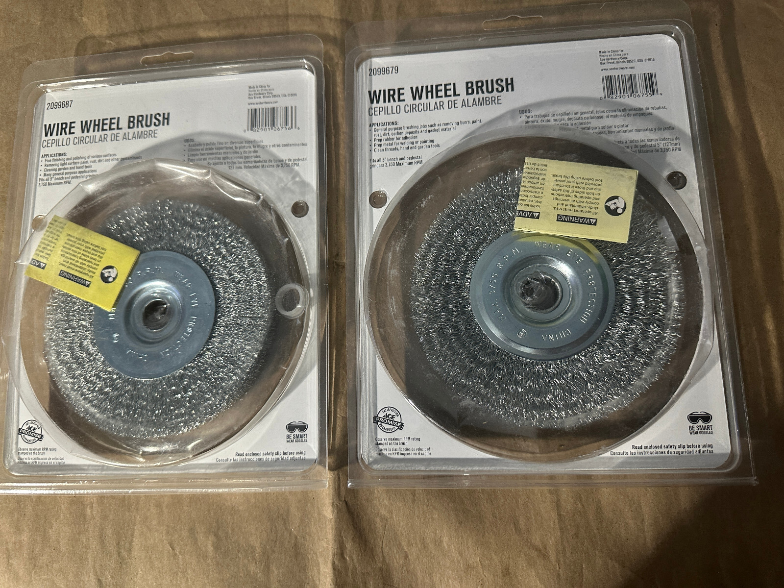 NEW ACE TOOLS 2 PIECE 5″ WIRE WHEEL FINE & COARSE FOR A BENCH GRINDER FREE SHIP