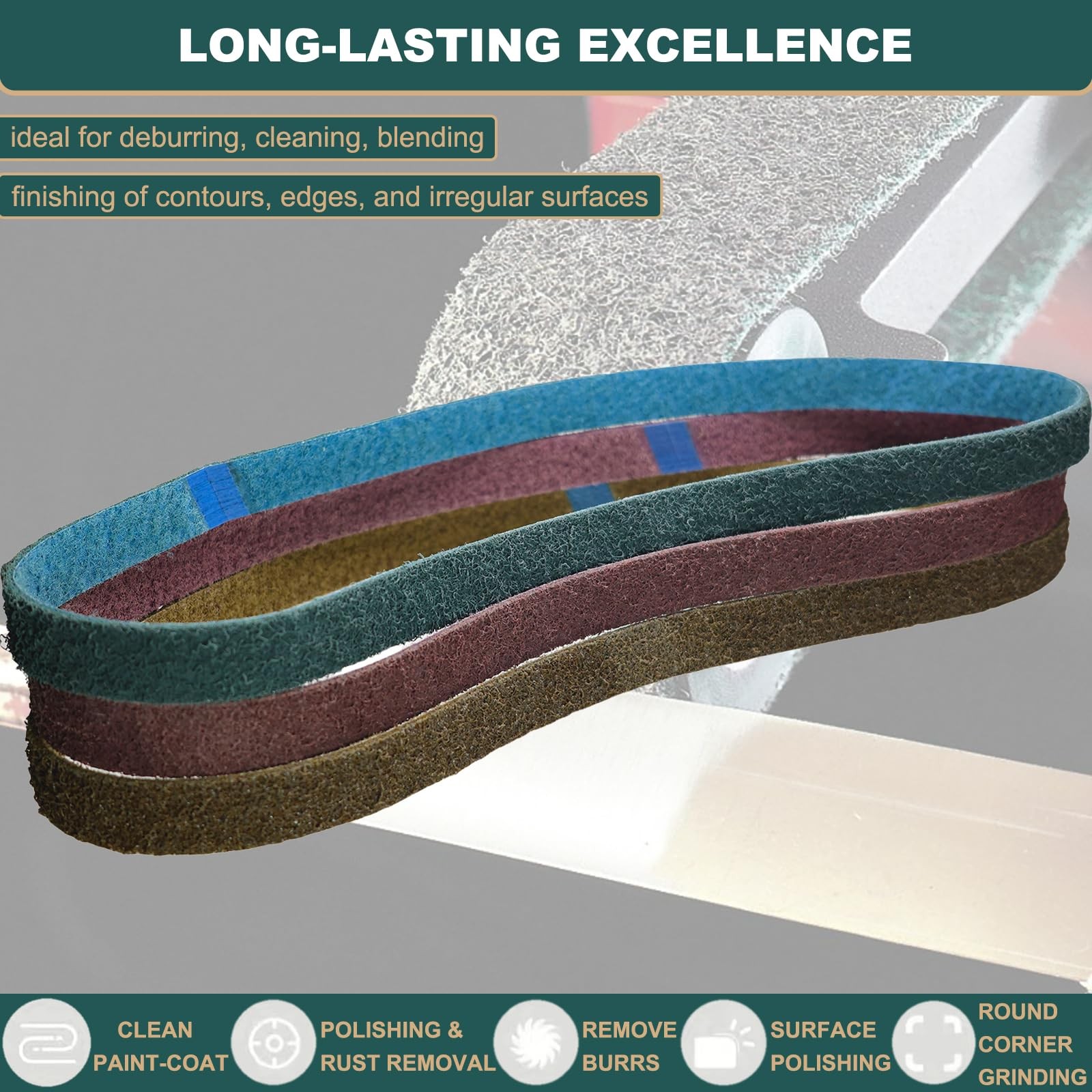 Non Woven Sanding Belts 1×42 Inch 3 Pack Coarse Medium Fine Grit Conditioning