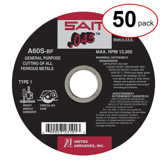Sait 23101 4-1/2″ x .045″ x 7/8″ A60S Metal Cut-Off Wheel (50Pack)