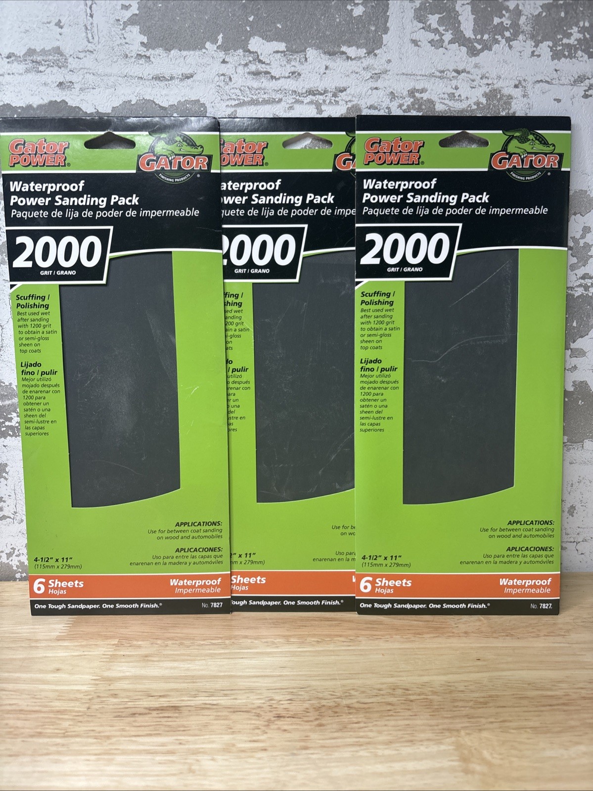 3 Pack  GATOR POWER WATERPROOF POWER SANDING PACK 2000 GRIT 4-1/2″ X 11″ #7823
