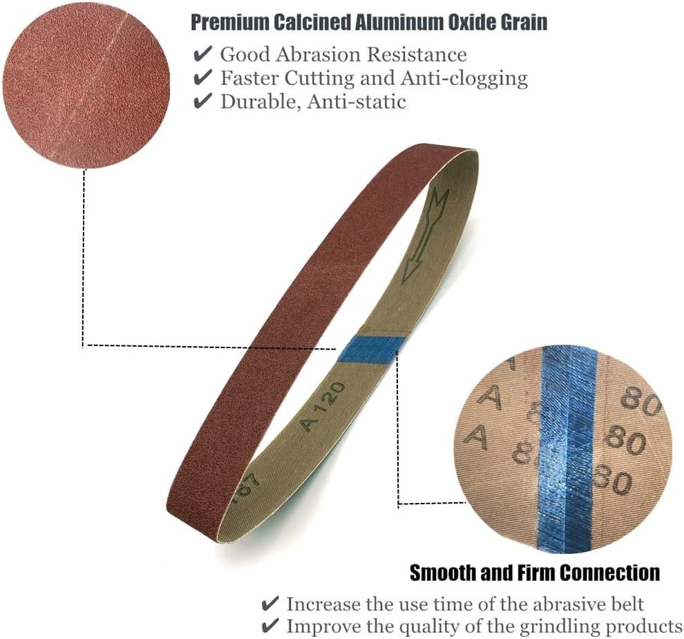 High-Performance 3/8 x 13 Inch Sanding Belts, 60 Grit for Versatile Applications