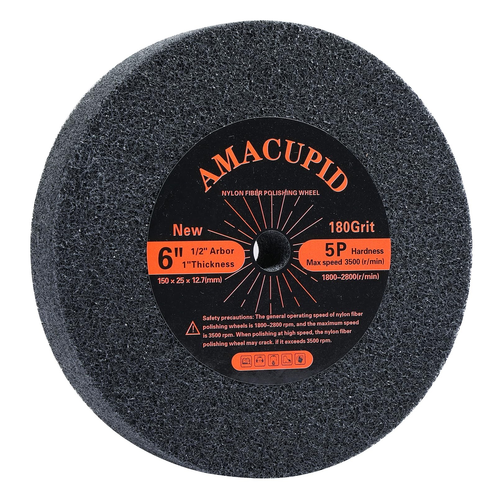 Nylon Fiber Brushed Buffing Wheels 6 Inch 5P Hardness. for Bench Grinder Buff…