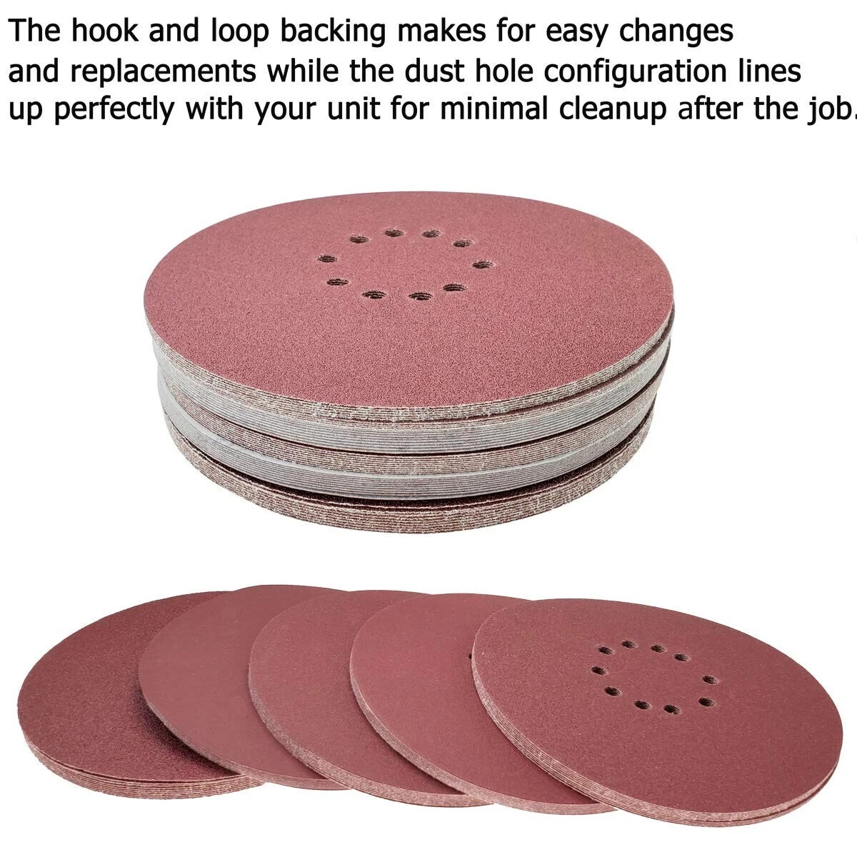 50 Pcs 9-Inch 6-Hole Hook-And-Loop Sanding Discs Sander Paper for Drywall Sander