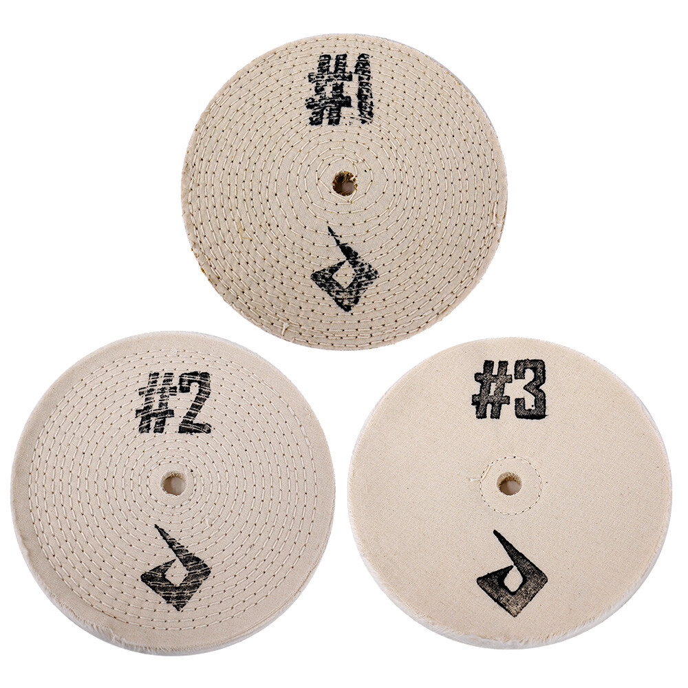 8″ Metal Polishing Wheel Set | Bench Grinder Buffing Polish Cotton Buff Pads