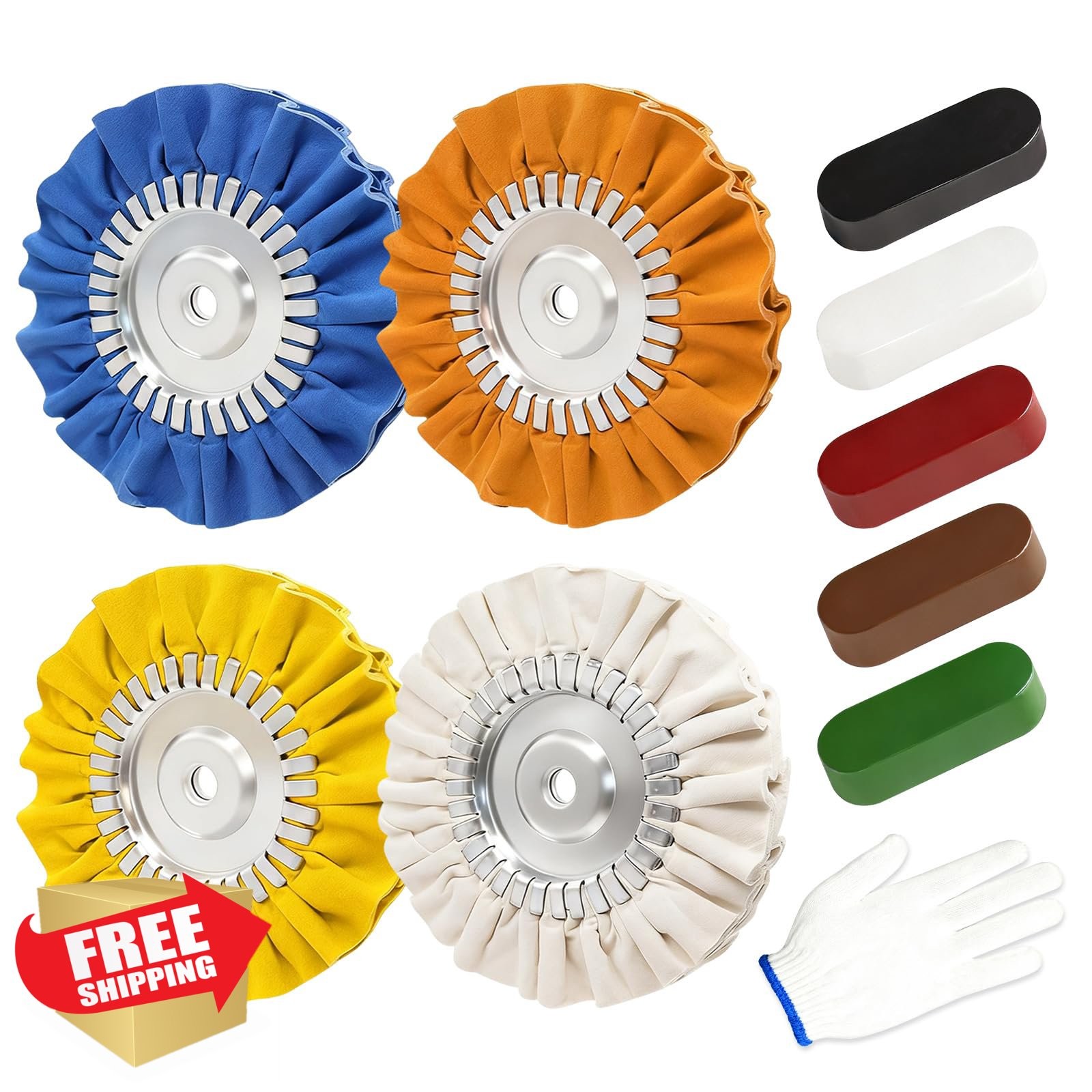Tnisesm 9pc Airway Buffing Wheel 8″ 5/8″ Arbor