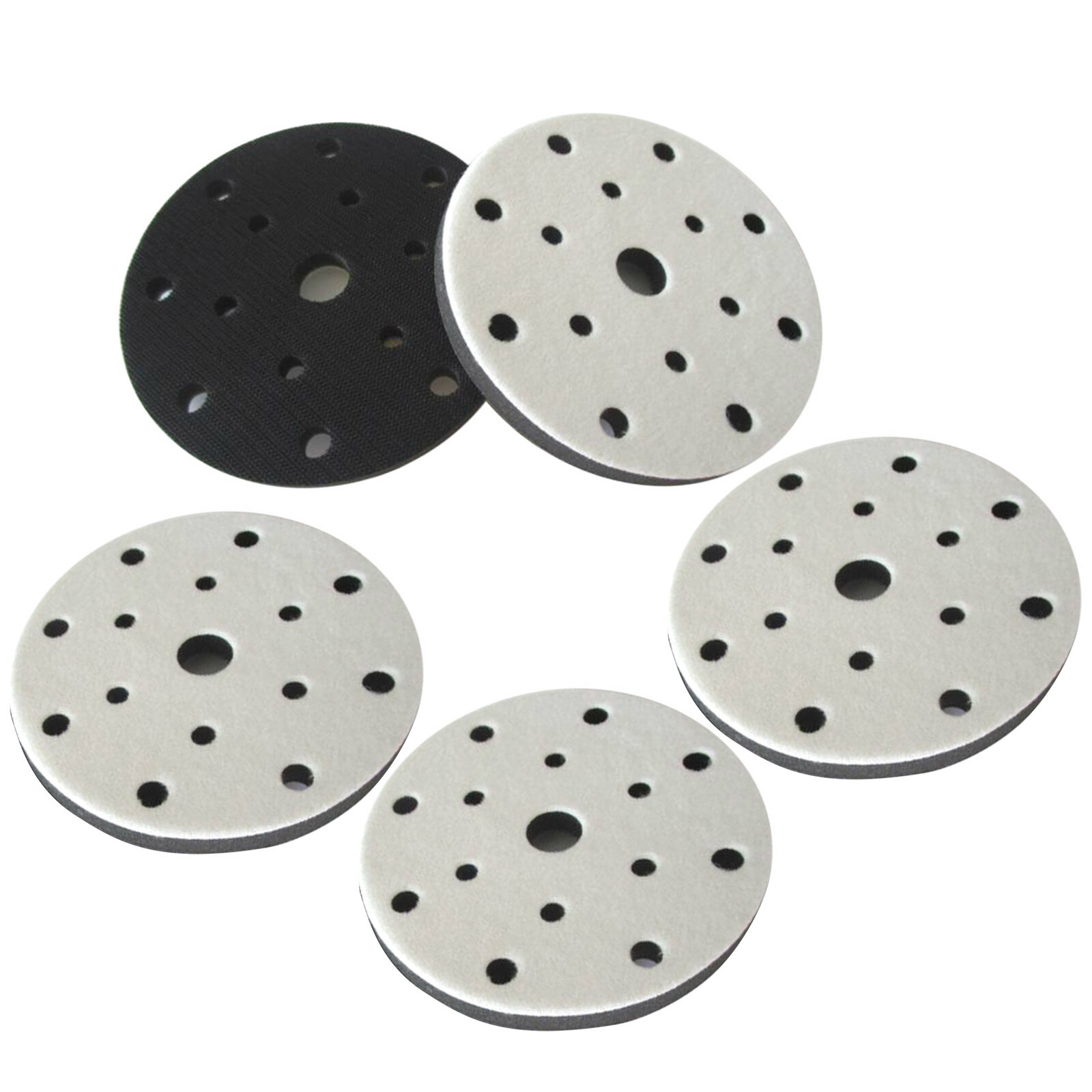 NEW 5Pcs 6 inch Sponge Interface Pad Hook Loop Sanding Disc Sander Backing Pads