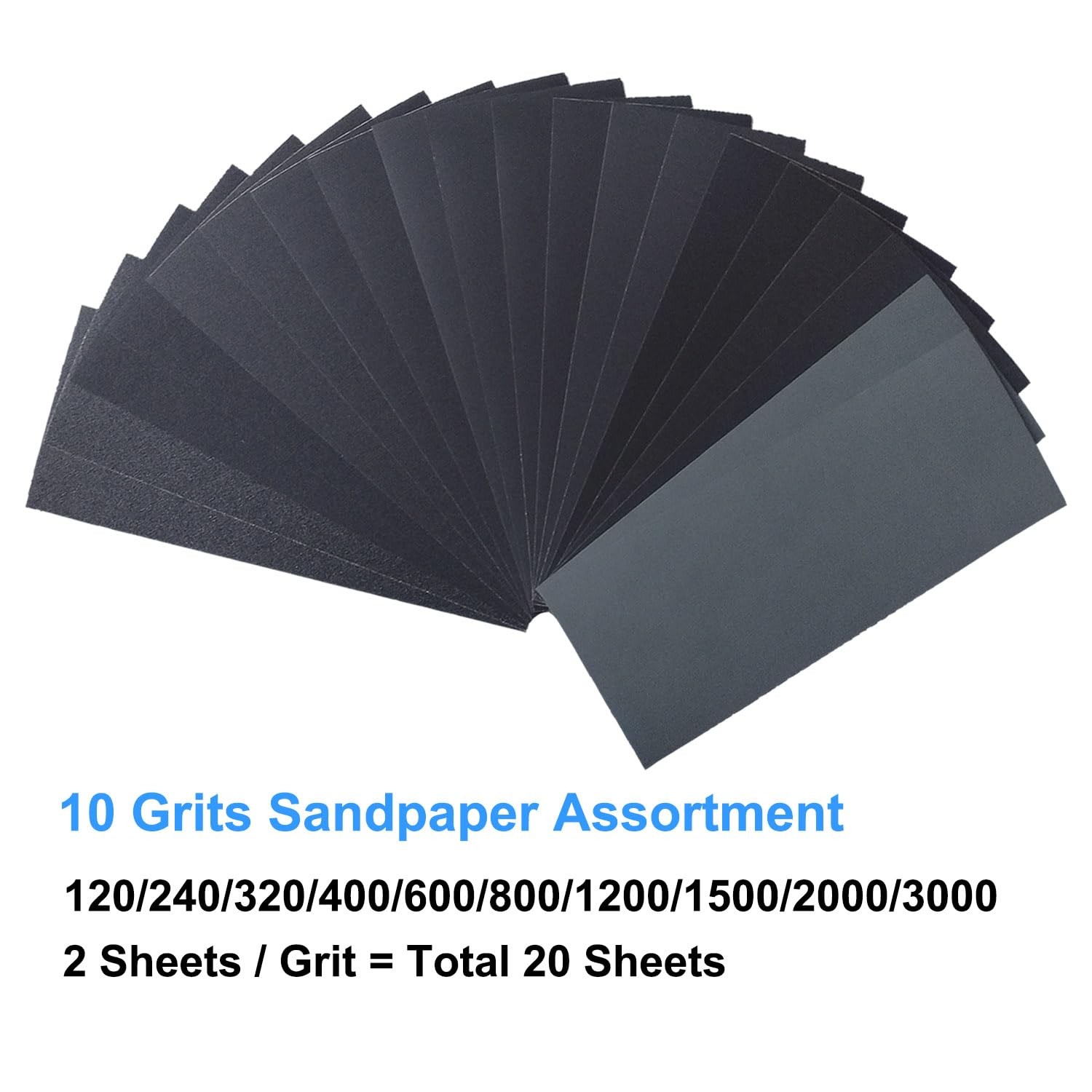 Sandpaper Variety Pack, 20PCS Sand Paper Assorted for Wood Metal Sanding, Wet…