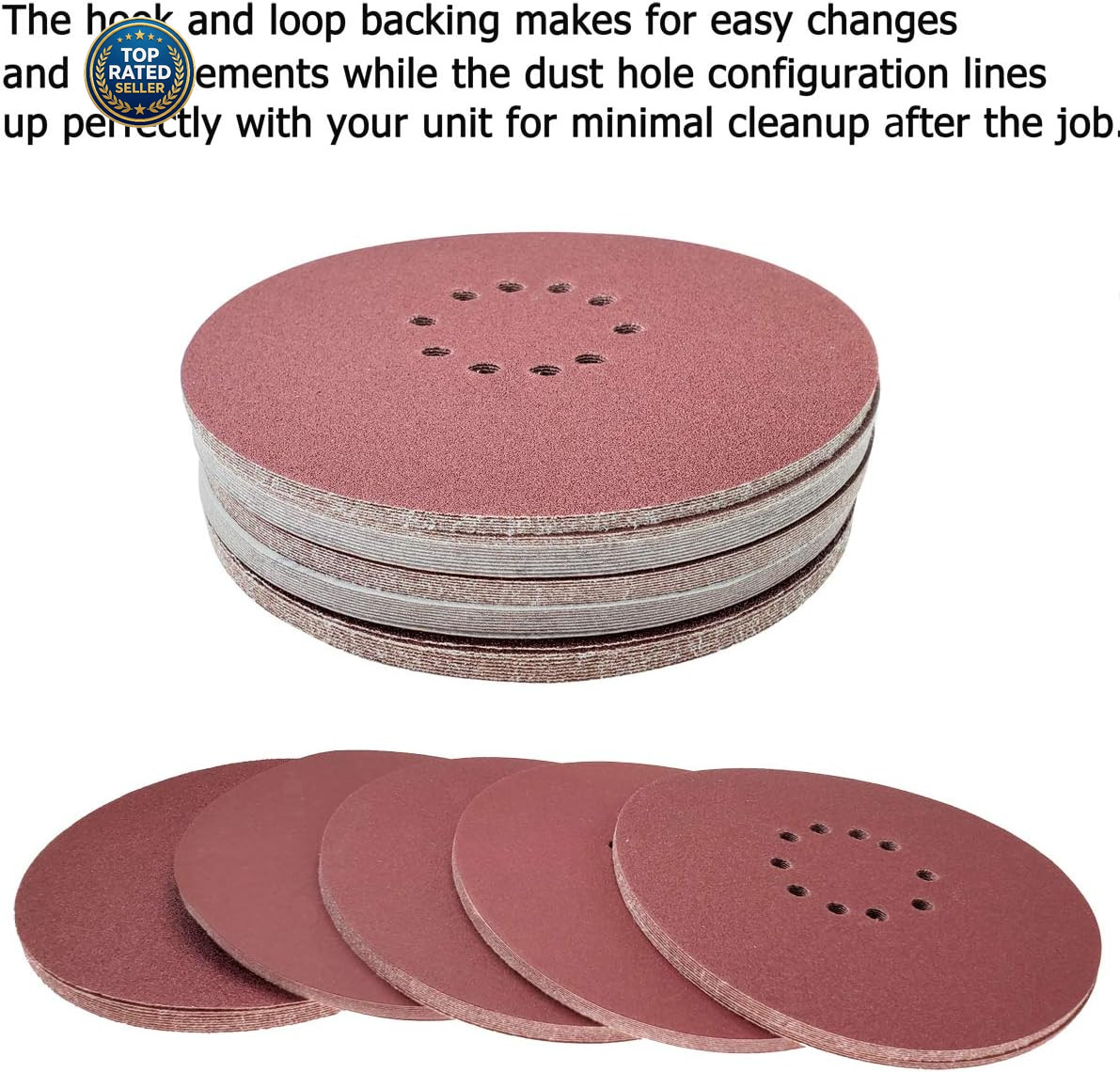 50 PCS 9-Inch 10-Hole Hook-And-Loop Sanding Discs for Drywall Sander -10 Pack Ea