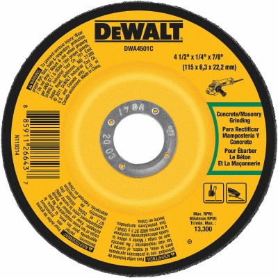 25 Pack – Concrete/Masonry Grinding Wheel, 1/4 x 7/8 x 4-1/2 In. – DWA4501C