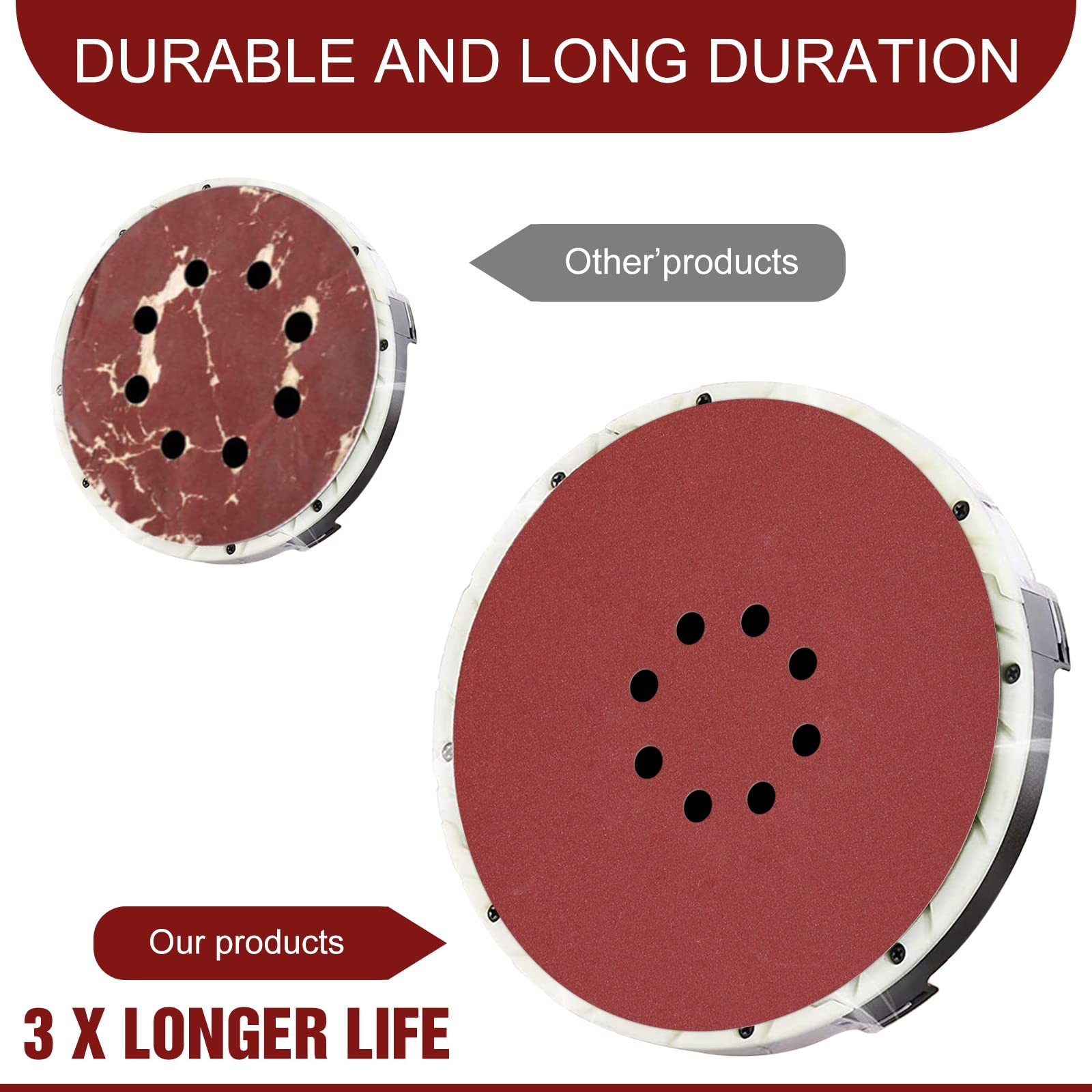 9 Inch Sanding Discs 40 Grit 8 Holes Hook and Loop Sandpaper for Drywall Sander