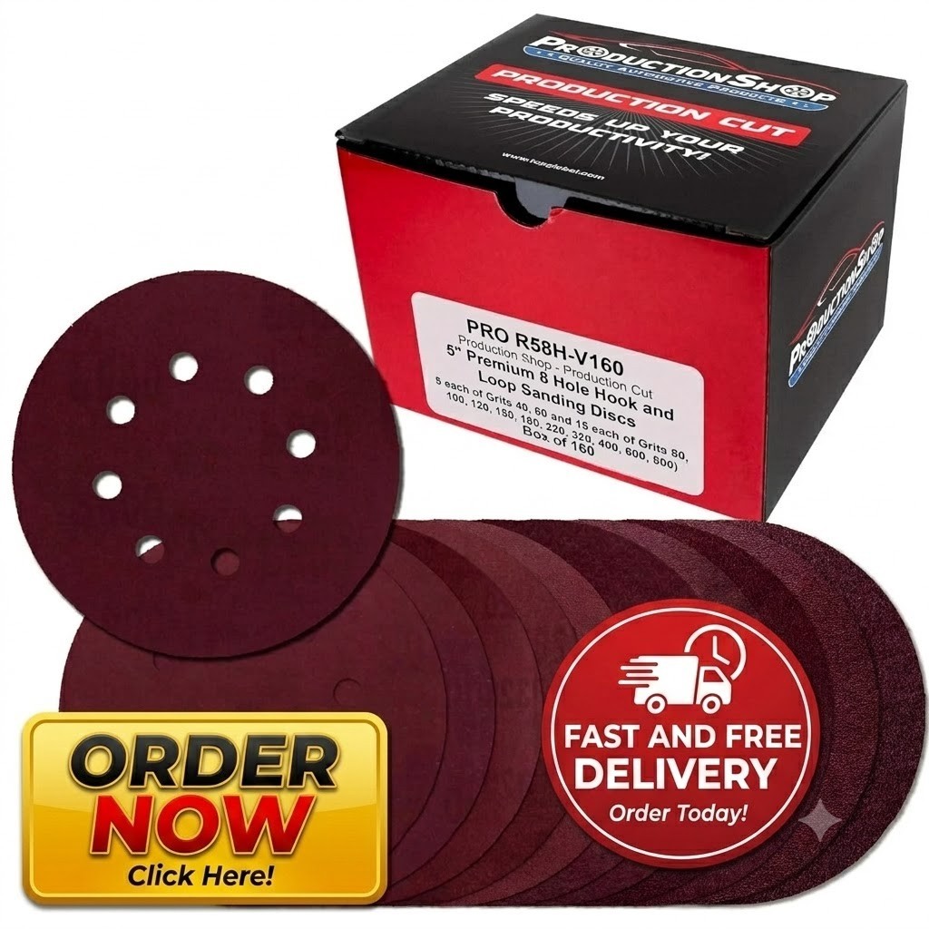 160 Pack 5 inch Sanding Discs 8-Hole Red Variety Pack Grit, Hook ,Loop Sandpaper
