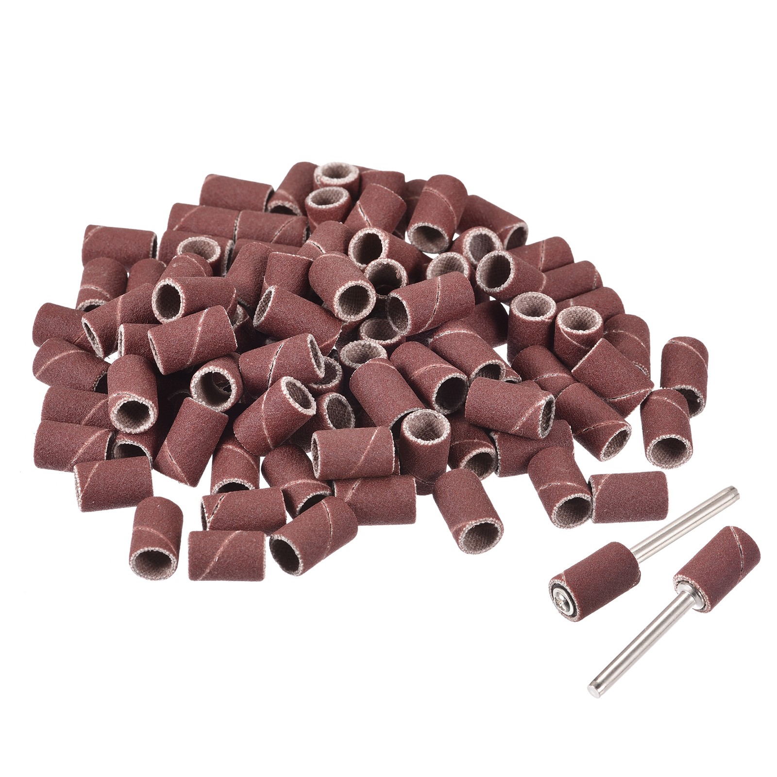 100Pcs 1/4 Inch Sanding Sleeves Set 400 Grit with 2Pcs 1/8 Inch Mandrels
