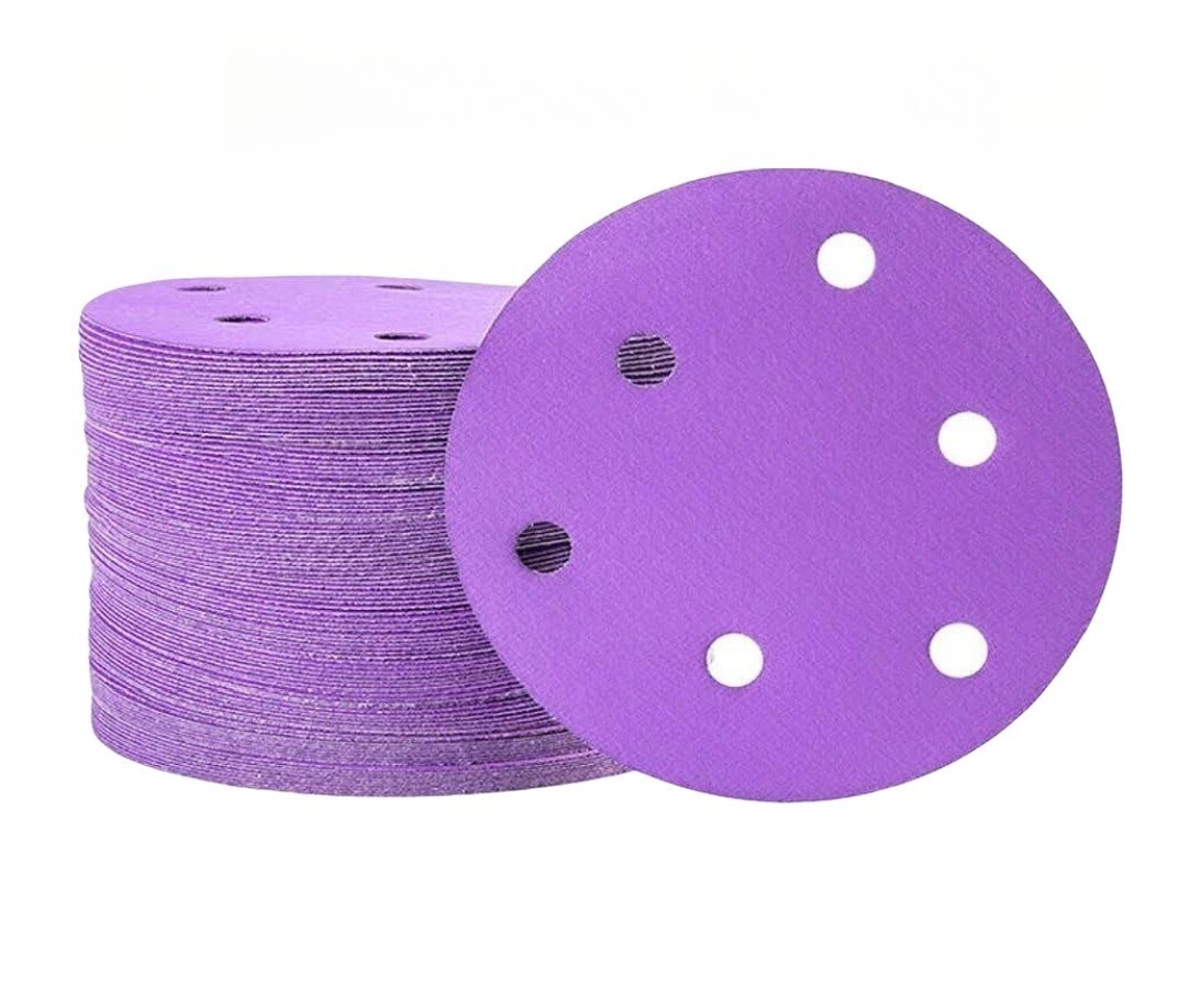 SATC 200PCS 6″ Ceramic Sanding Discs Hook & Loop 6-Hole Grit 60 for Wood & Metal