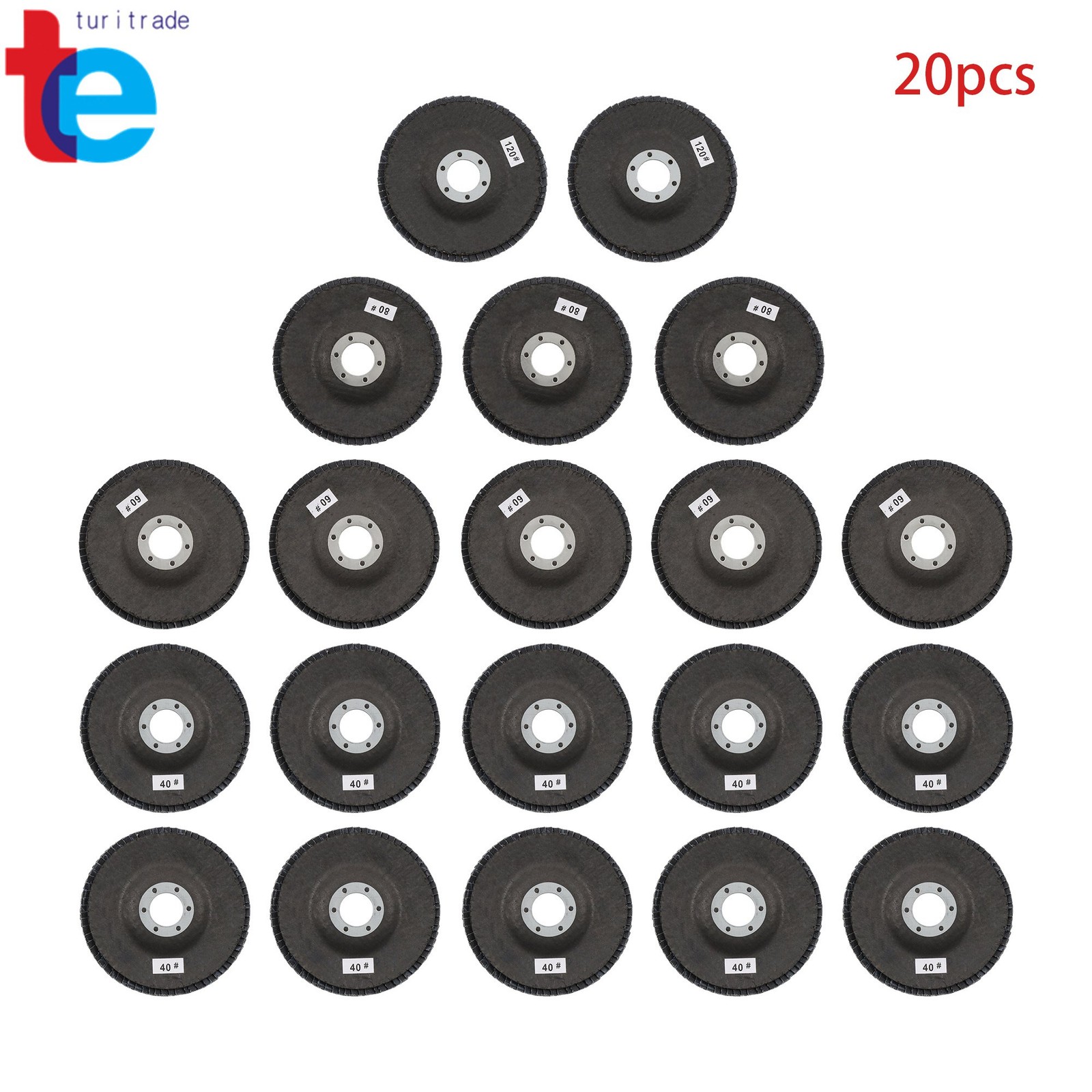 20 Pieces of 4-1/2″ x 7/8″ 40/60/80/120 Grit Flap Disc Grinding Wheels T29