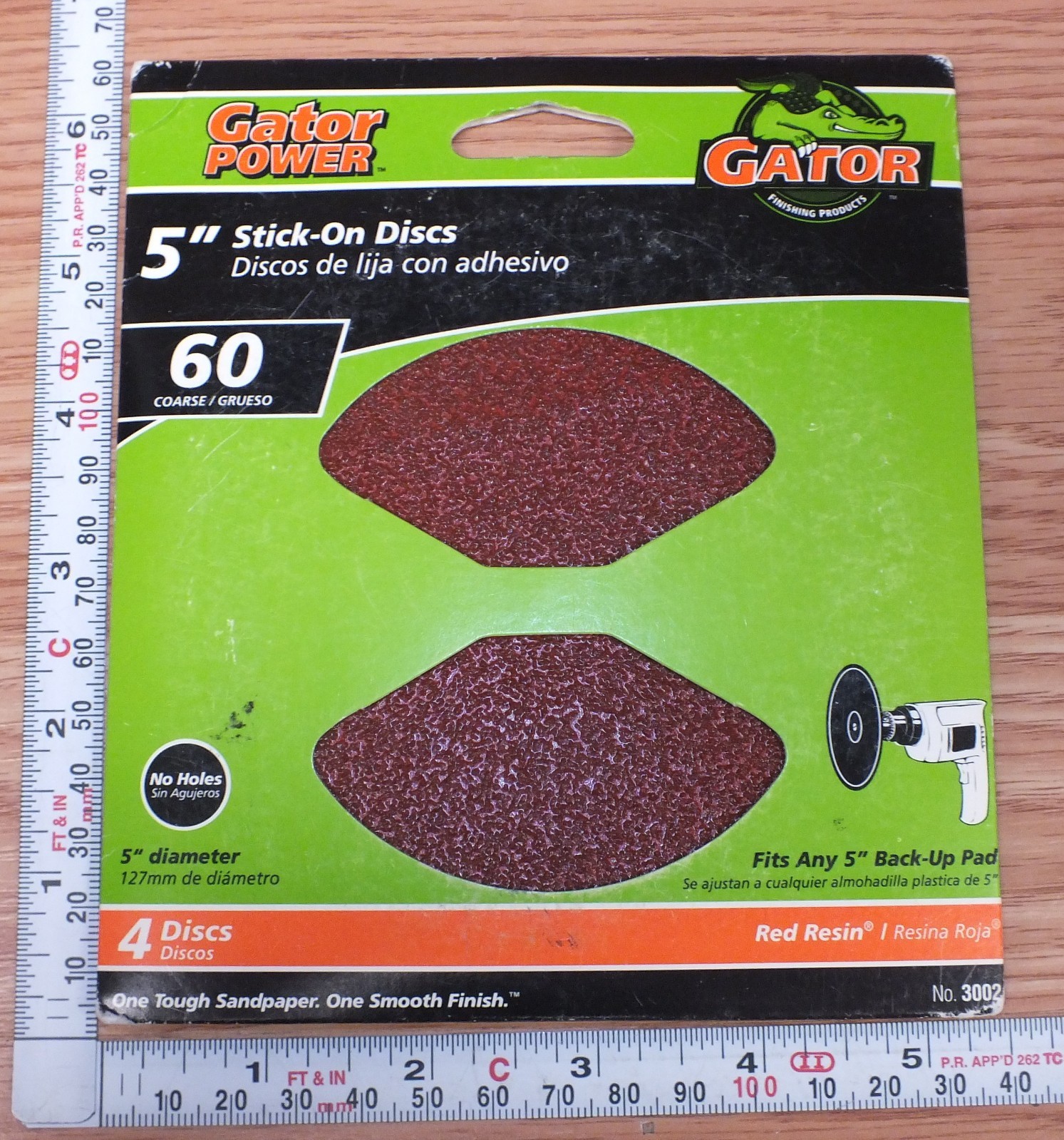 1 Pack of 4 Gator Power (3002) 5″ Red Resin 60 Coarse Stick on Discs **NOS**