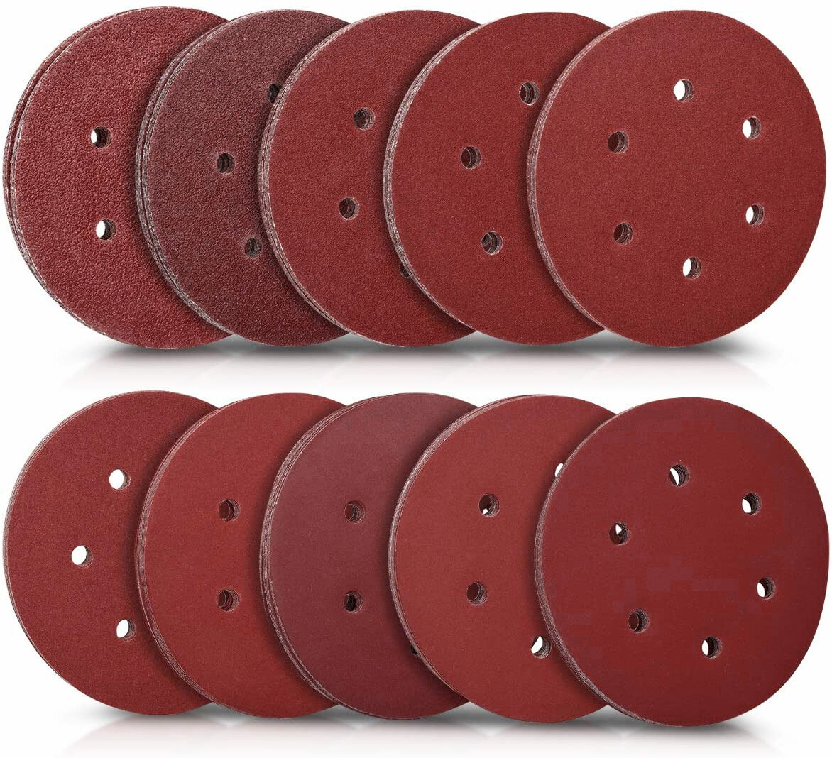 100PCS 6 in Sanding Discs 60 80 120 180 240 Grit Hook Loop Orbital Sander Paper