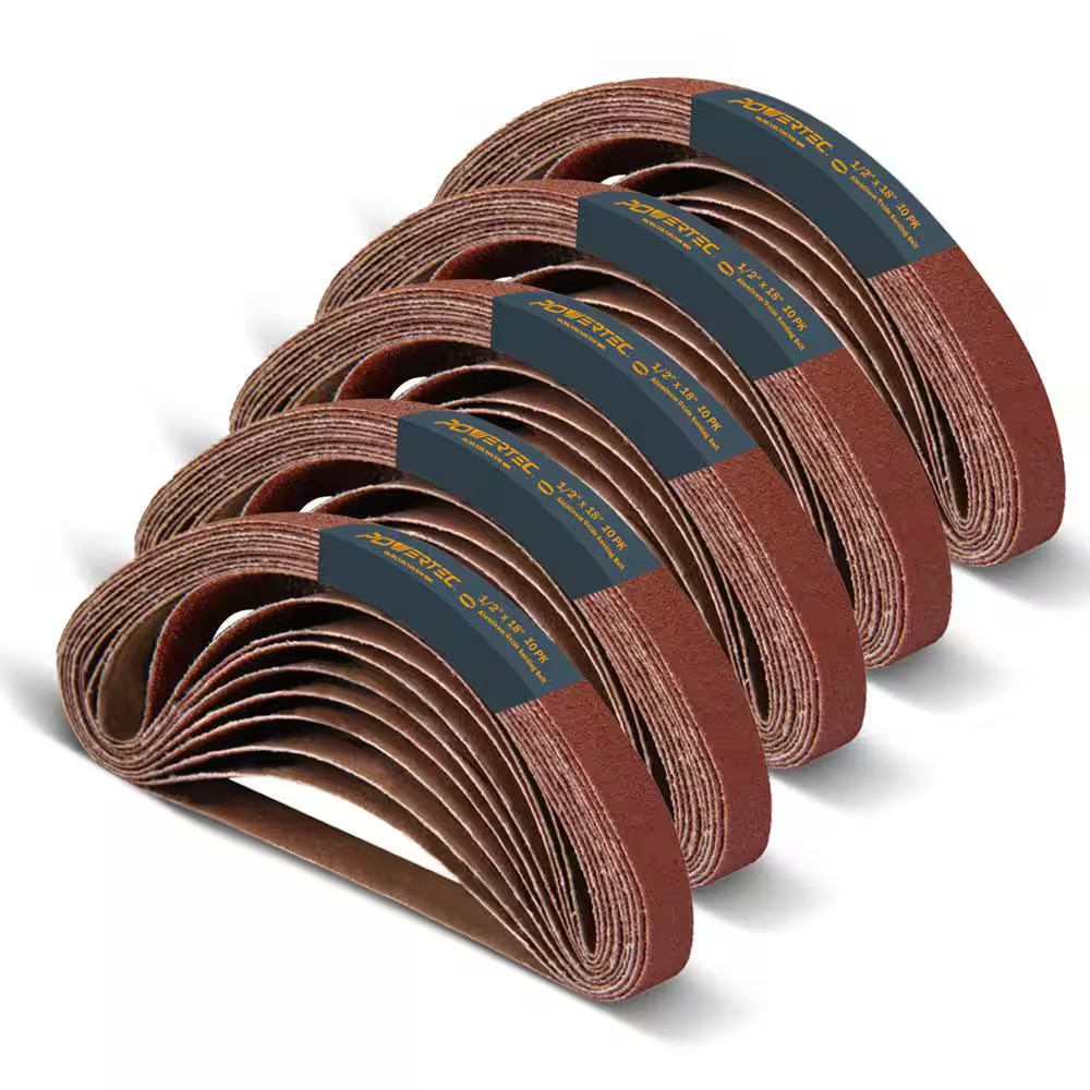 50PK-1/2 x 18″ Abrasive Sanding Belt 10 each of 40/80/120/180/240 Grits 40182-1