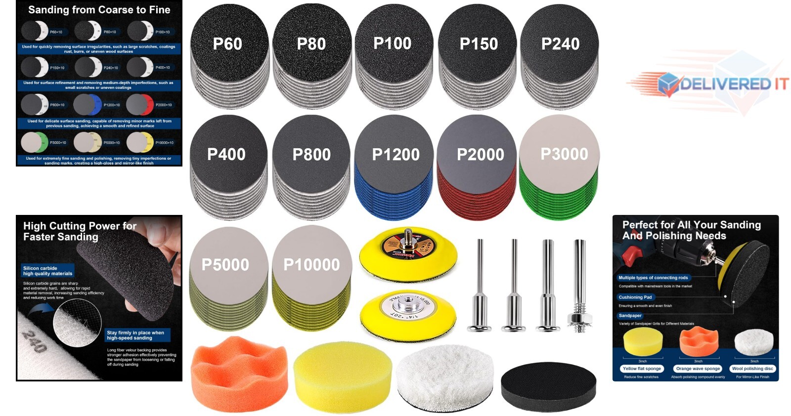 130-Piece Wet/Dry Sandpaper Kit with Foam Pad – Ideal for Automotive Refinishing