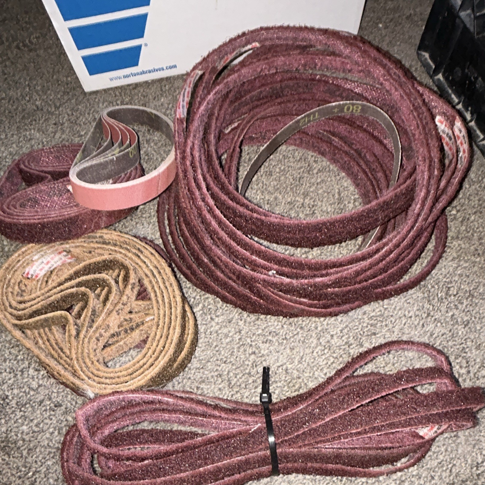 Norton 80+ Sanding Belt Assorted Lot Multiple Colors Red & Brown