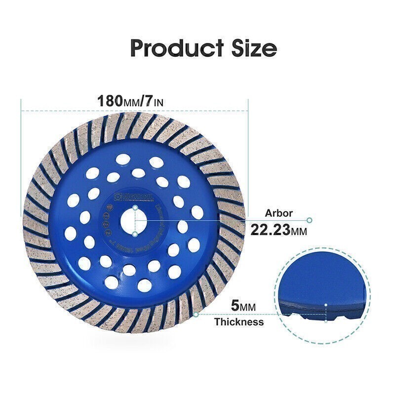 1pc 7″ / 180mm Diamond Grinding Wheel Turbo Row Grinding Disc for Concrete Tile