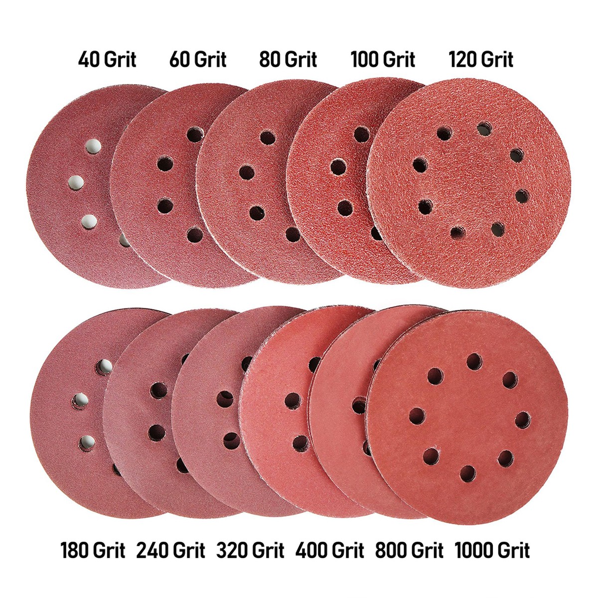 Sanding Discs 125mm 5″ 8-Hole P40 to P2000 Grits Orbital Sander Pad Sandpaper