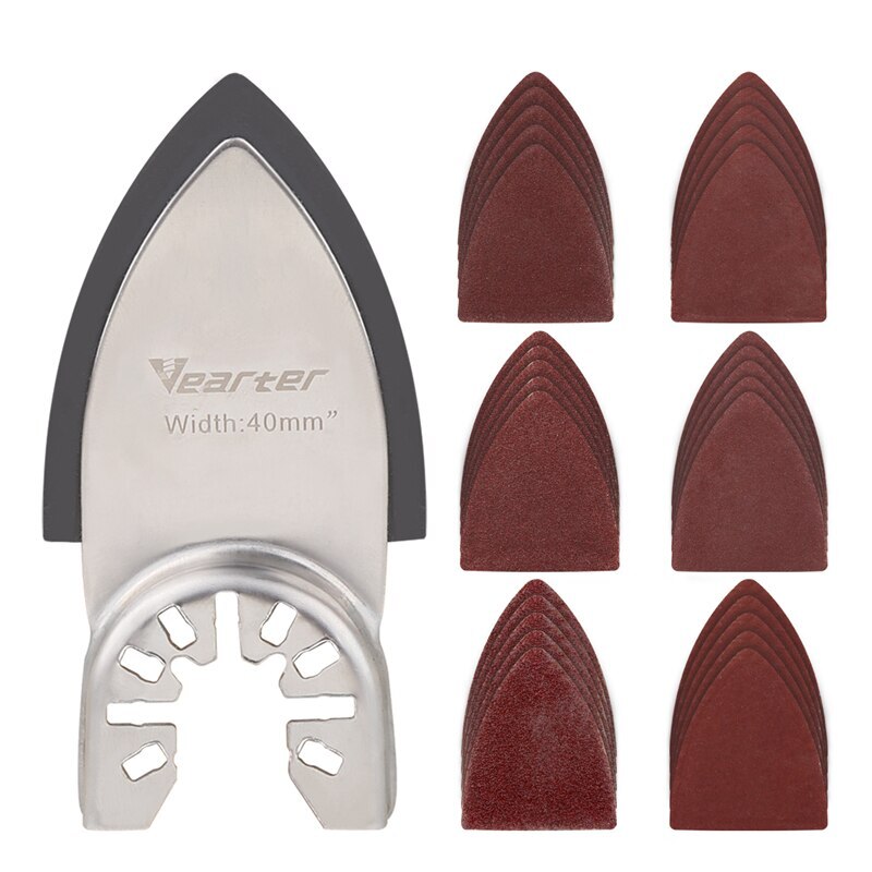 30PCS 40mm Triangular Finger Oscillating Multi Tool With 1 X Sanding Pads Set