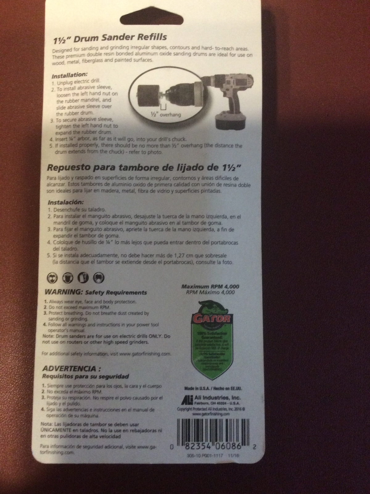 3 Pack Gator Power 1-1/2” Drum Sander Refills 120 Grit # 6086