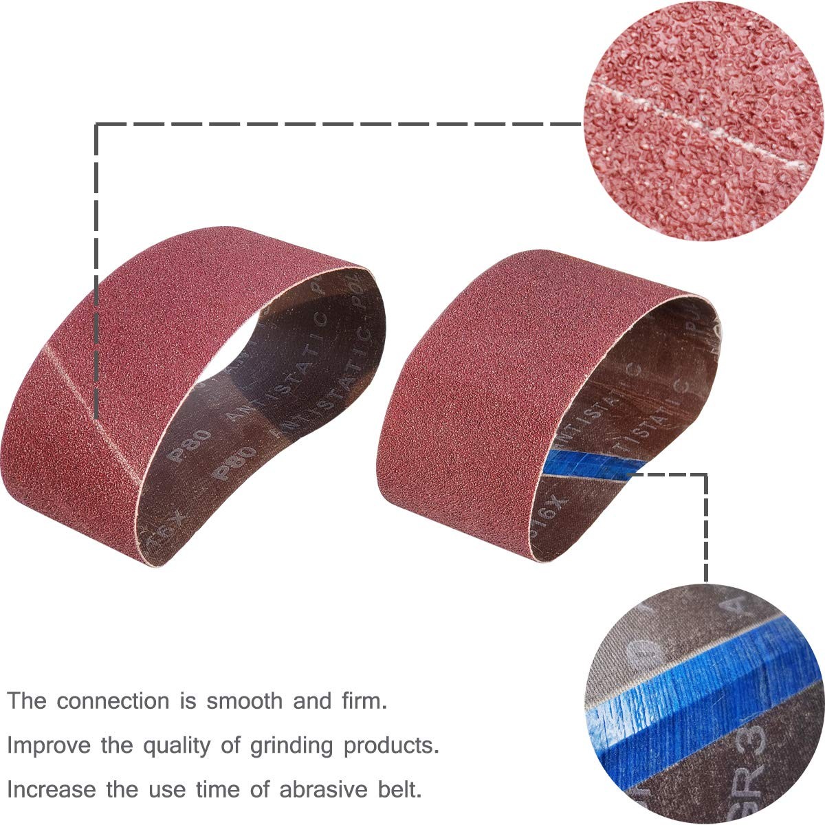 15 PCS 2.5 inch x 16 inch Sanding Belts – 5 Each of 40 80 120 Grit Aluminum O…