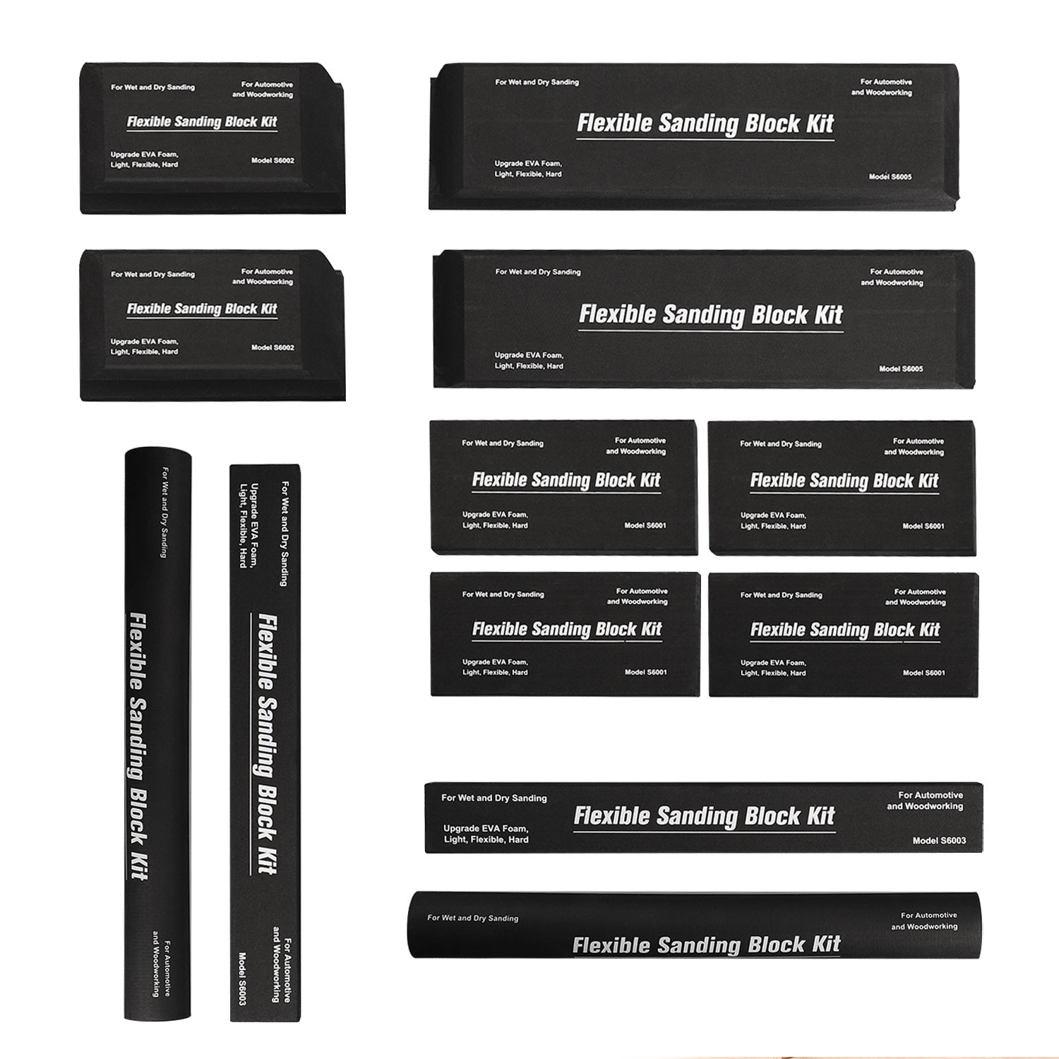 12Pcs Wet Dry EVA Foam Sanding Block Flexible Auto Body Grinding Polishing Kit