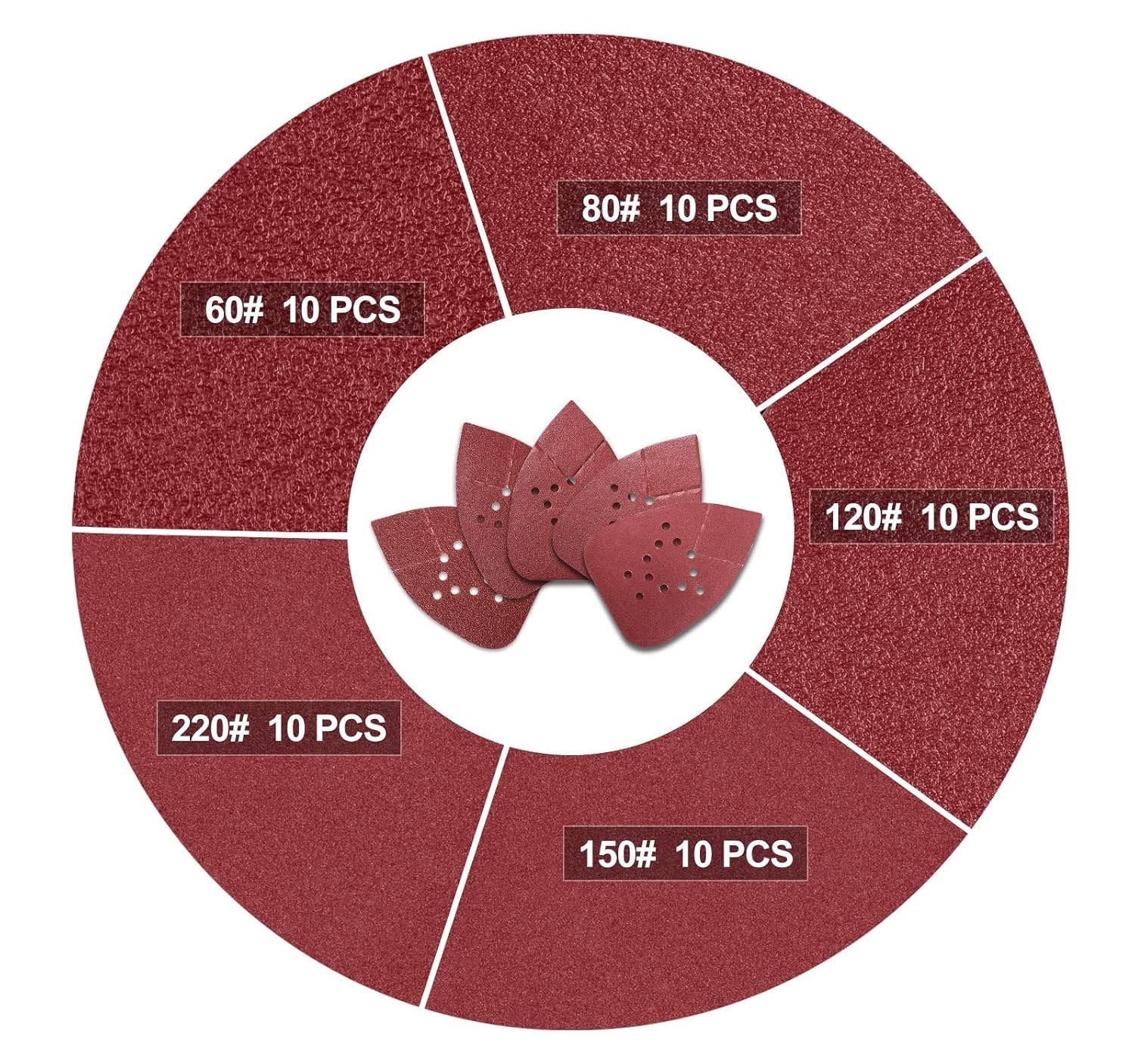 50PCS Assorted Mouse Sanding Pads for Multi-Material Refinishing