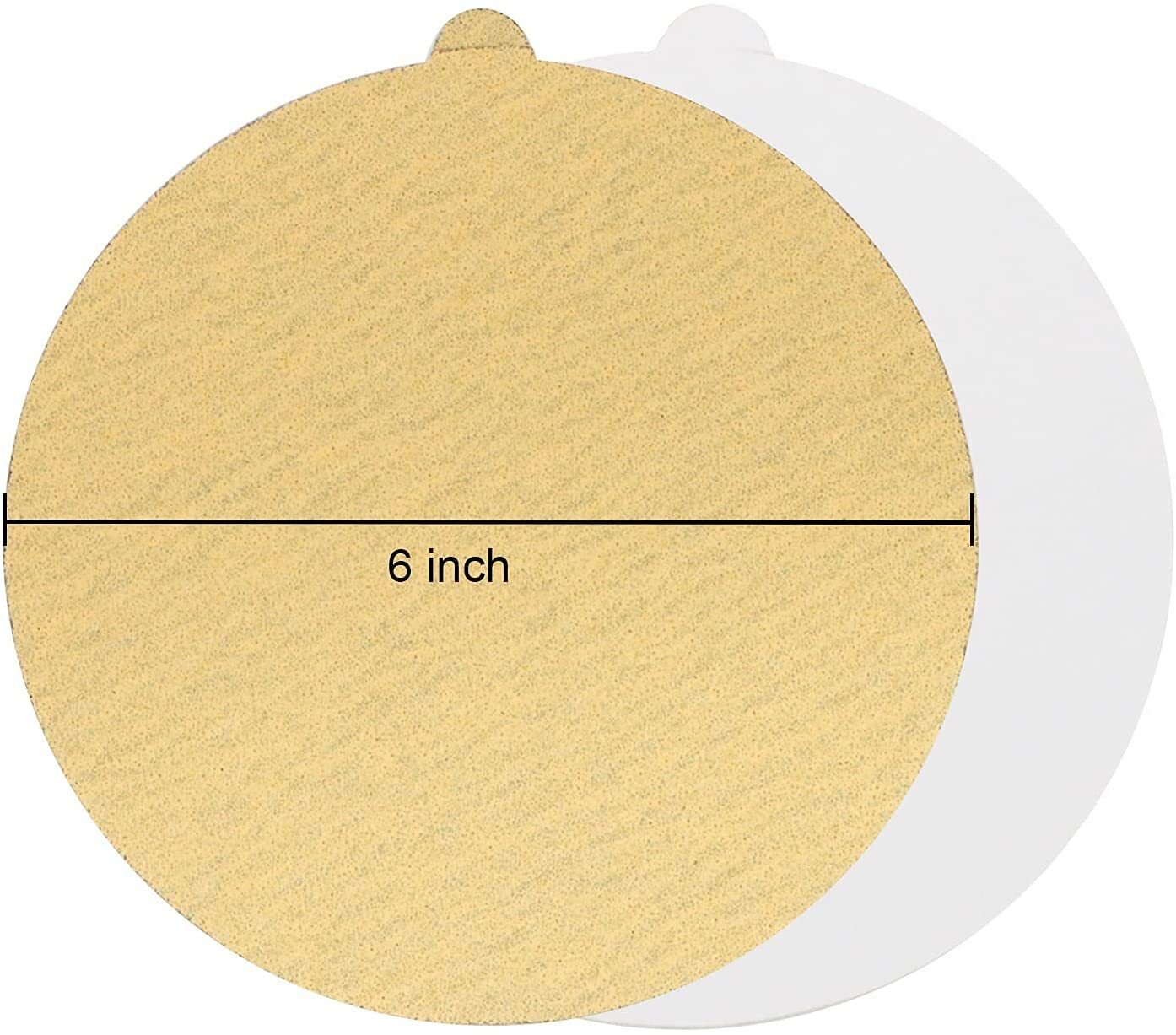 50PCS 6″ Gold PSA Sanding Discs 500 Grit Self Adhesive Stickyback for DA Sander