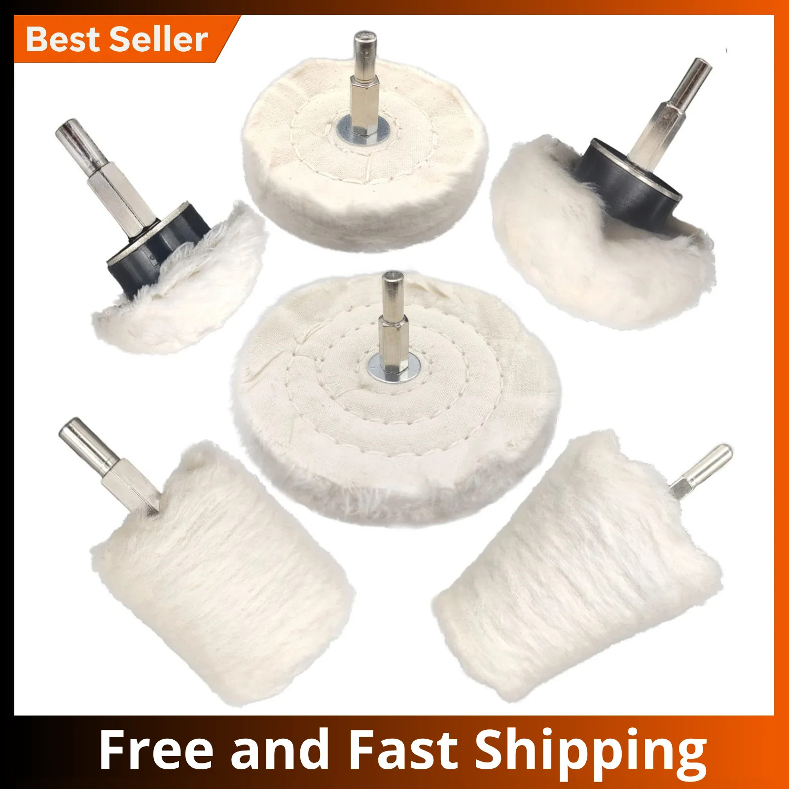 6PCS Buffing Wheel Polishing Kit for Drill Metal Steel Aluminum Chrome FROM USA
