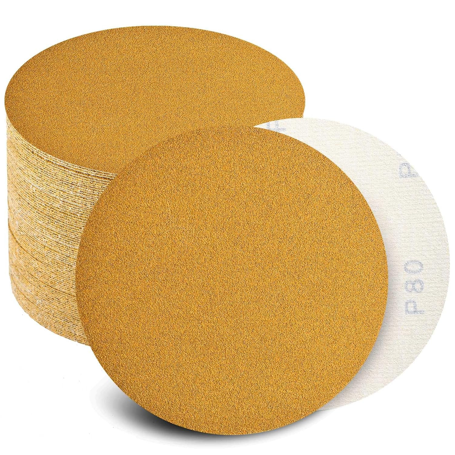 6 Inch Sanding Discs Hook and Loop No Hole, Da Sandpaper for Automotive