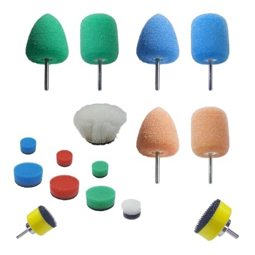 KITUREK 16PCS Mini Buffing Polishing Pads Kit Sponge Detail Polisher Yellow