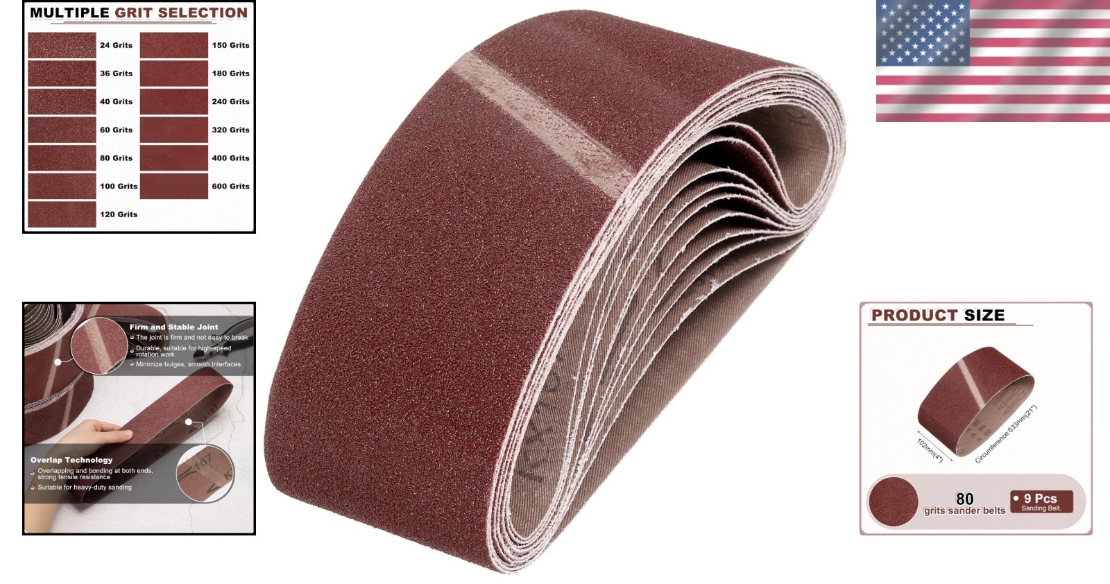 Durable Aluminum Oxide 4×21 Inch Sanding Belts – Ideal for Woodworking & Metal