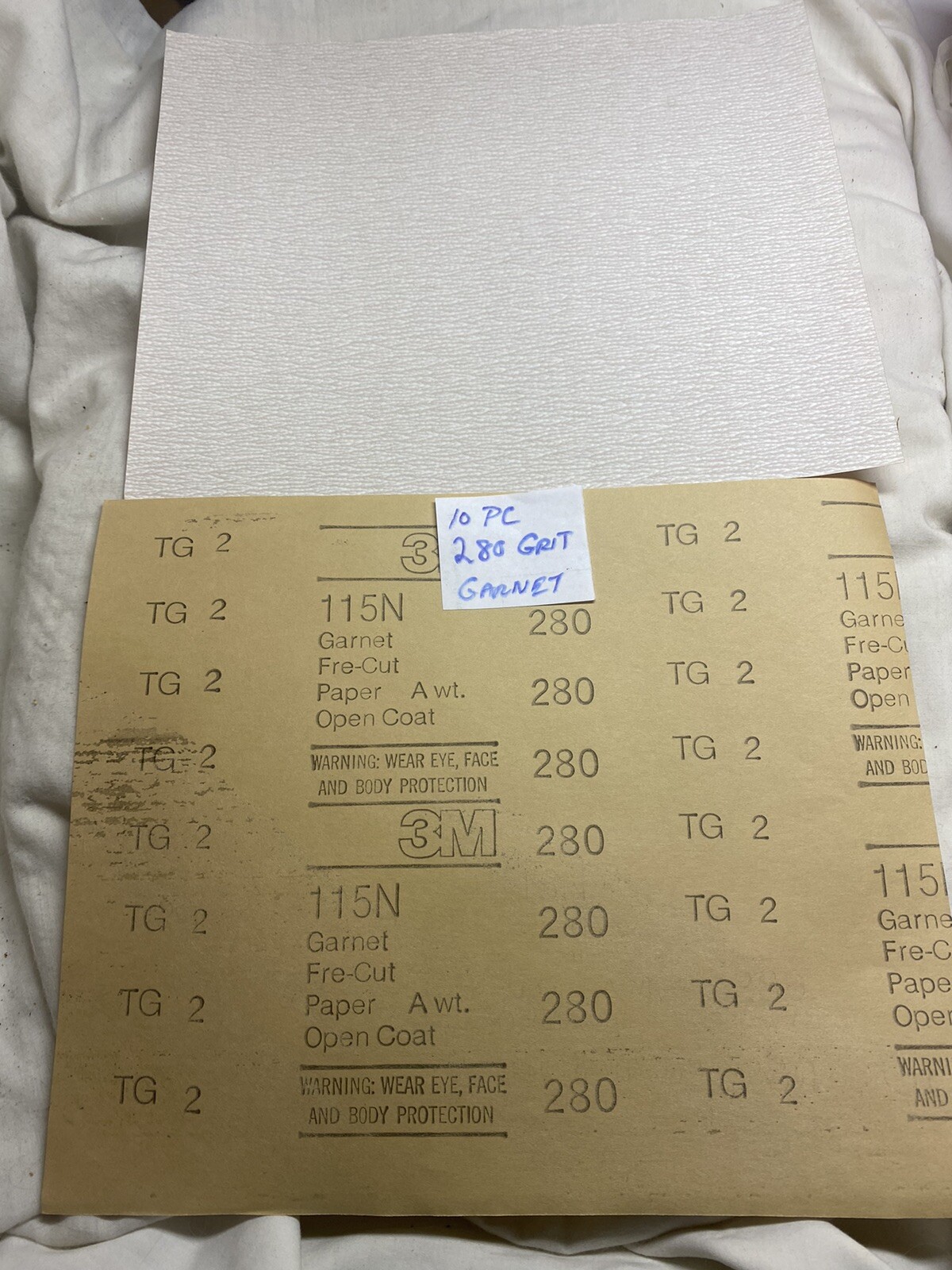 10 Sheets 9″x 11” 280 Grit Garnet Sandpaper Sheets 3M New Old Stock