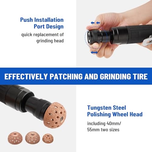 Air Tire Repair Polish Patch Tools, Include 2500rpm Low Speed Air Tire Buffer