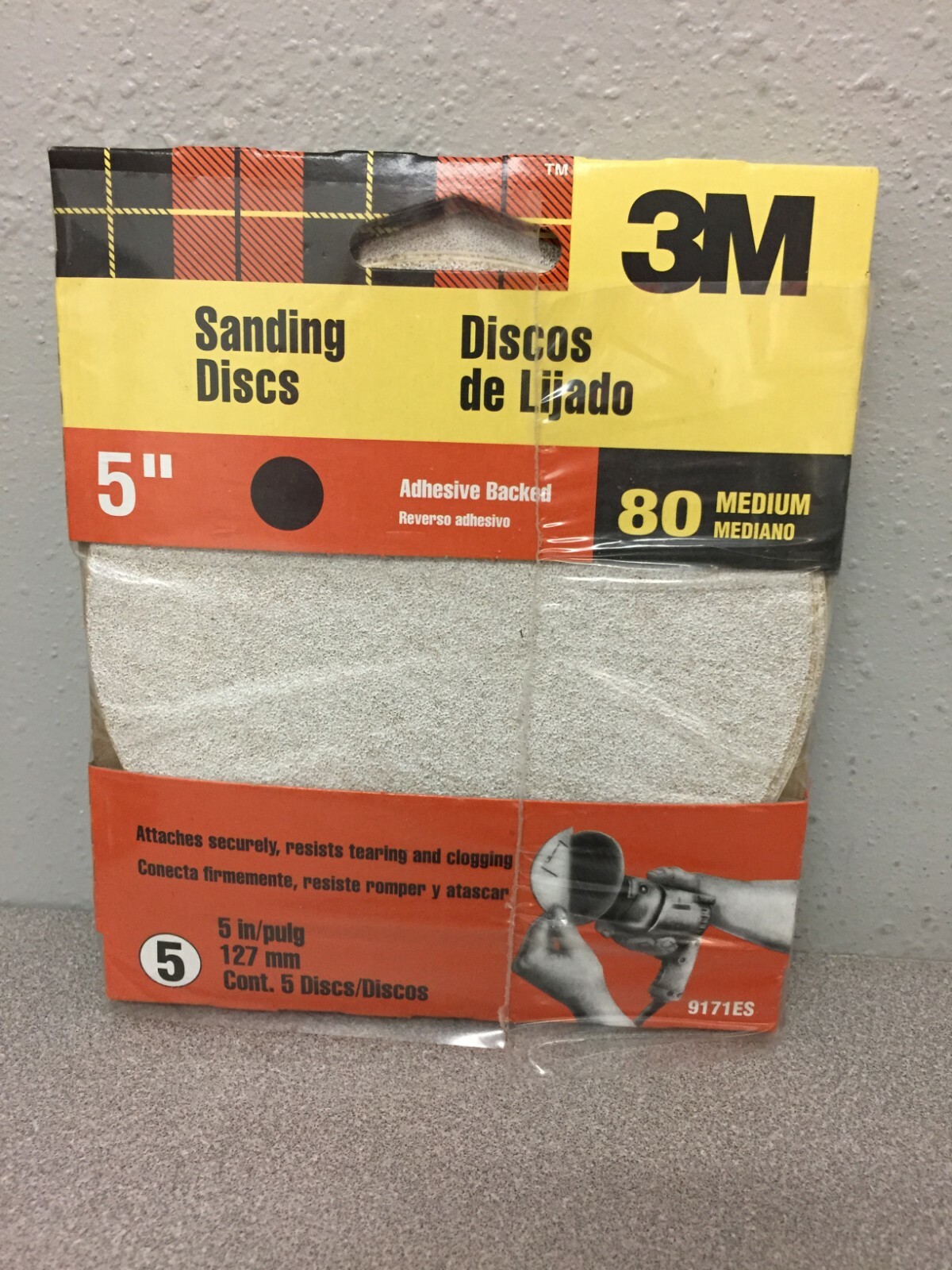 9171NA 3M 5in Aluminum Oxide Adhesive Sanding Disc 80 Grit M (5 PACKS of 5)