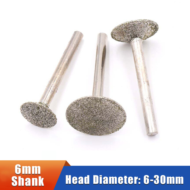 6mm Shank Nailhead Diamond Grinding Head Burr Drill Bit Jade Carving Polishing