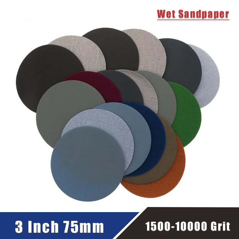 3 Inch 75mm Wet Sandpaper Sanding Discs Grinding Polishing Pads 1500-10000 Grit