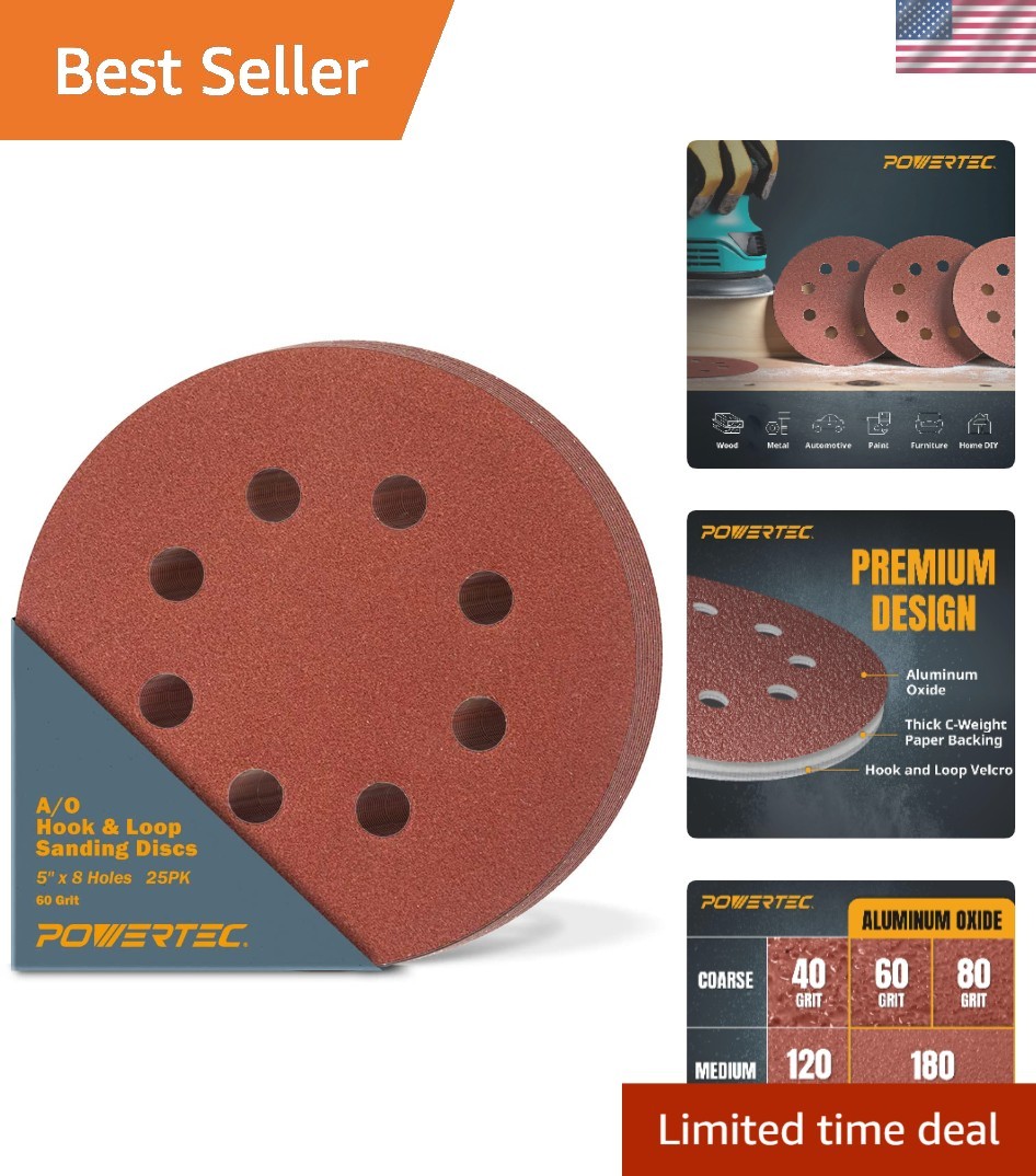 Brand New 25PK 60 Grit Aluminum Oxide Sanding Discs
